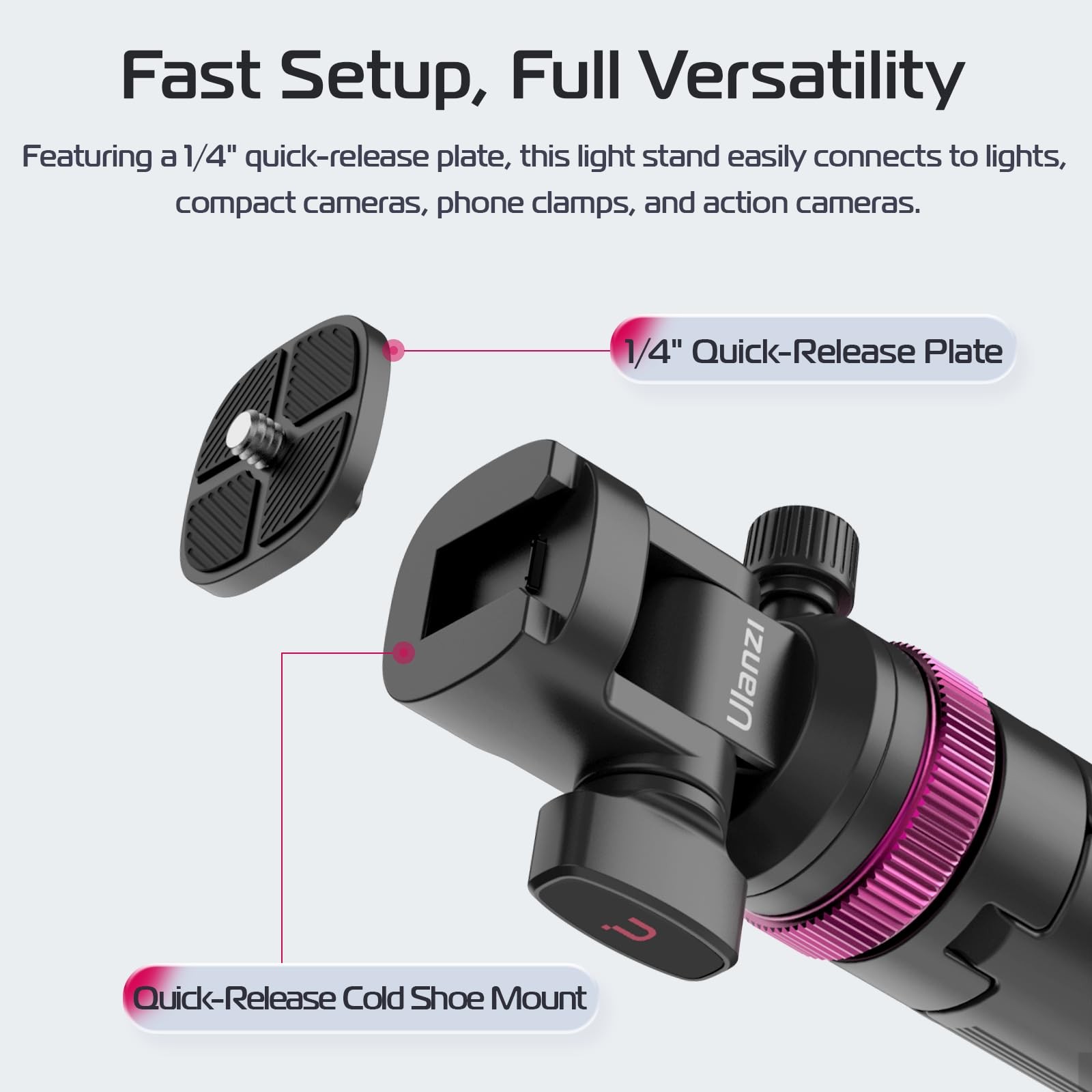 Ulanzi Mt-89 Extendable Tripod Aluminum 82 Portable Adjustable Light Stand 1/4