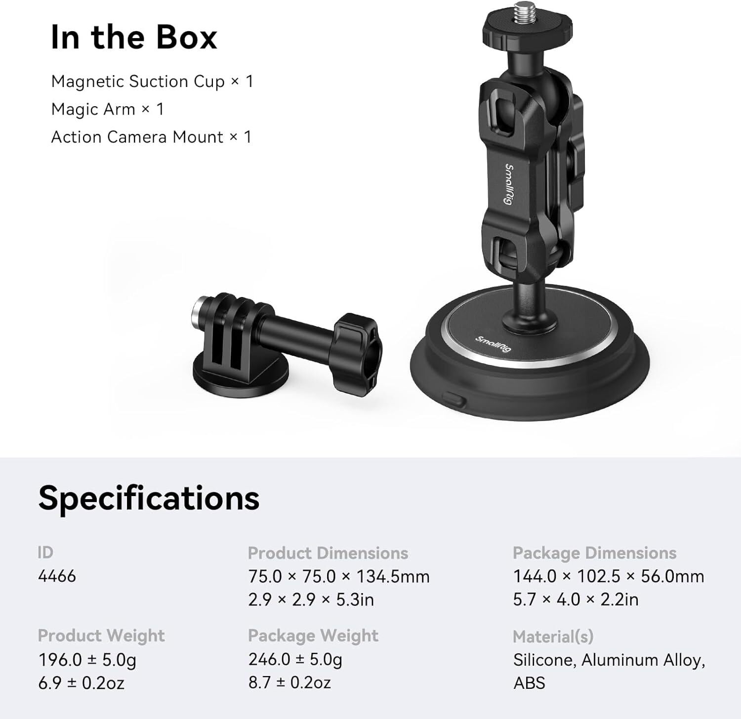 SmallRig Suction Cup Car Mount for Gopro for Insta360 for DJI Action 4 for Phone