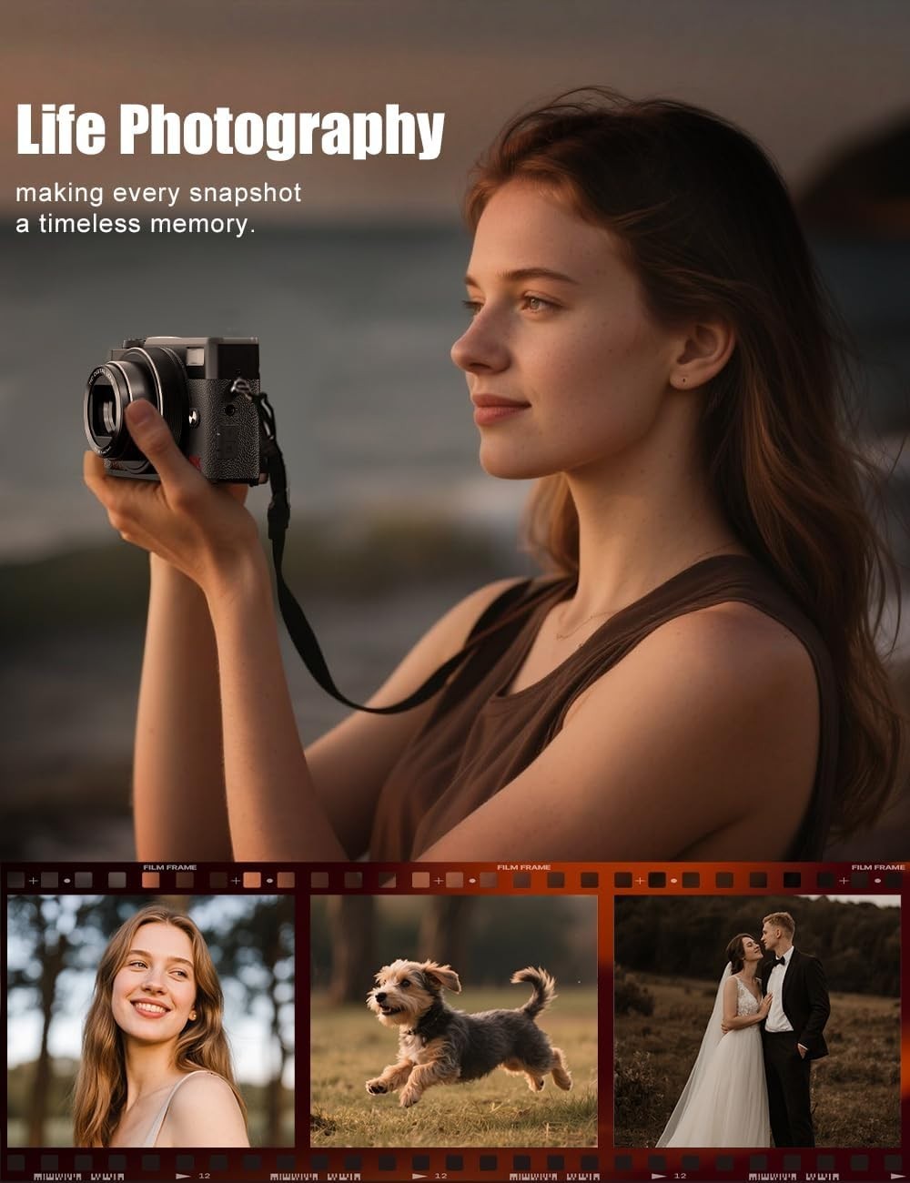 Digital Cameras 4K 16X 48MP 3” Compact Camera 2 Batteries for YouTube Vlogging