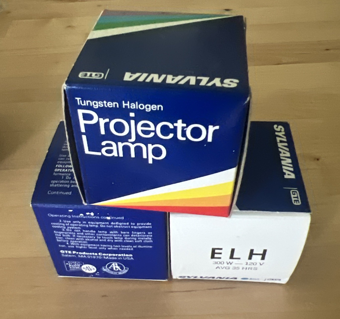 3 BRAND NEW SYLVANIA ELH 120v 300w, photo A/V projector lamp projection bulb