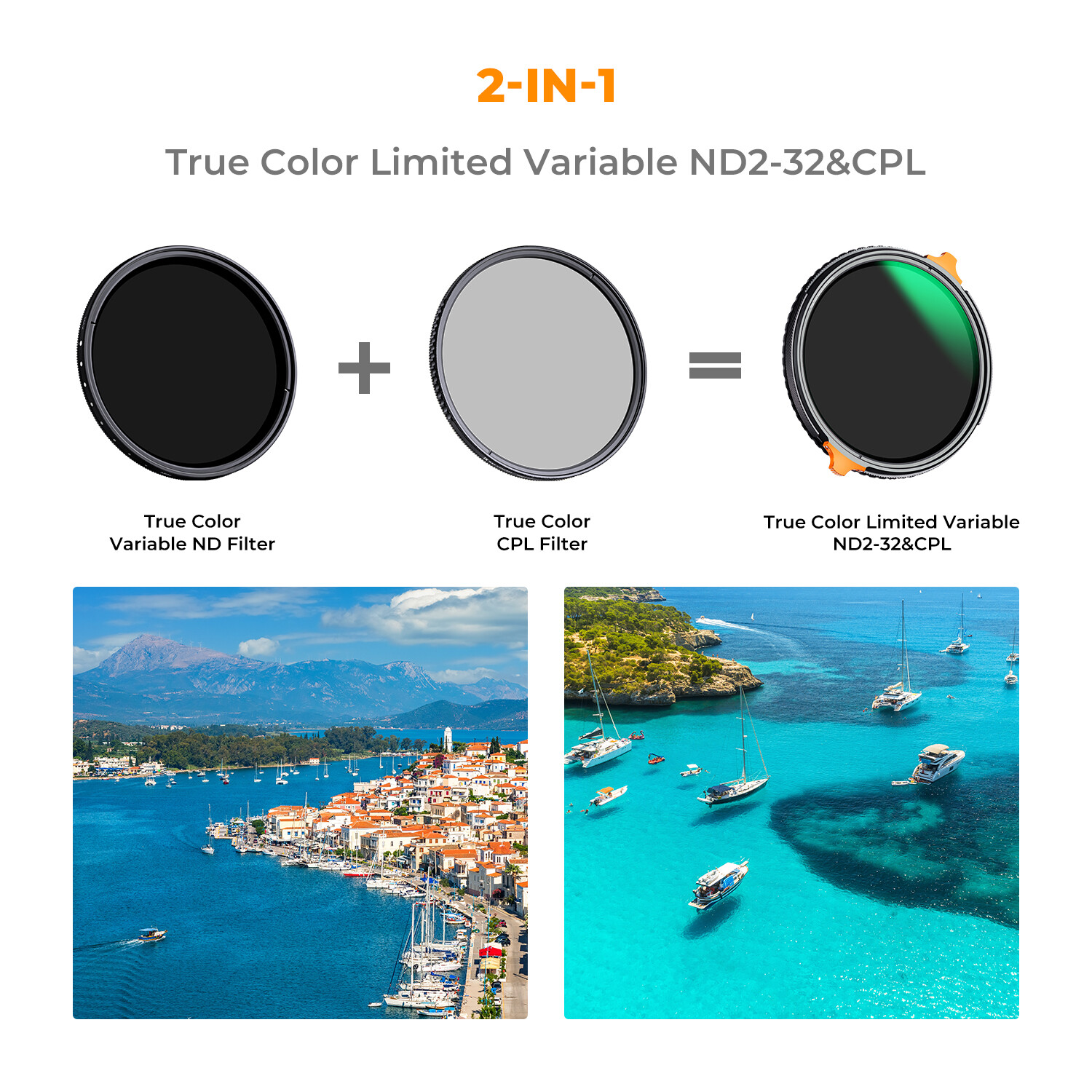 K&F Concept Lens Filter ND2-32 + CPL True Color 58mm 67mm 77mm 82mm NANO X