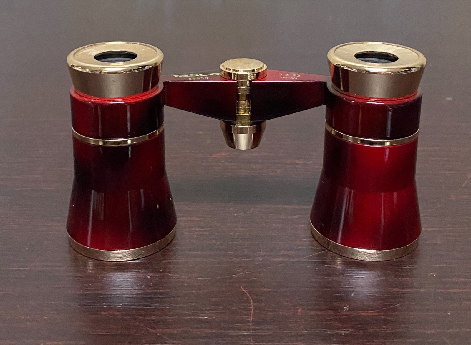 Vintage TASCO Japan 3 X 23 Opera Binoculars Burgundy & Gold #89559