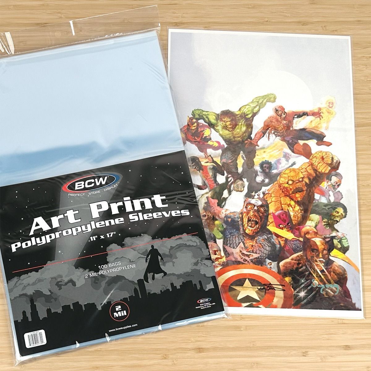 1 pack of 100 BCW 11″ x 17″ Art Print Sleeves