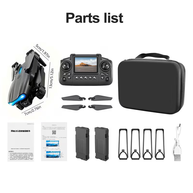 4K HD Drone Dual Camera WiFi FPV Foldable Quadcopter RC with Screen Remote