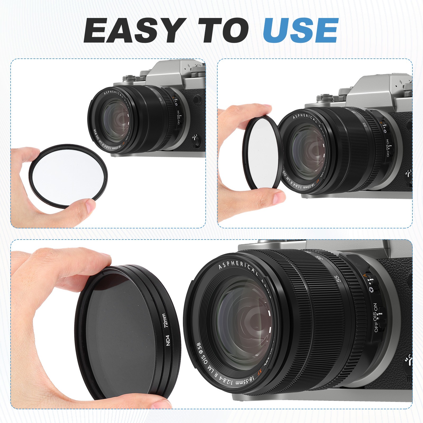 52mm ND2/ND4/ND8 Digital Essentials Filter Kit Circular Camera Filters, Black