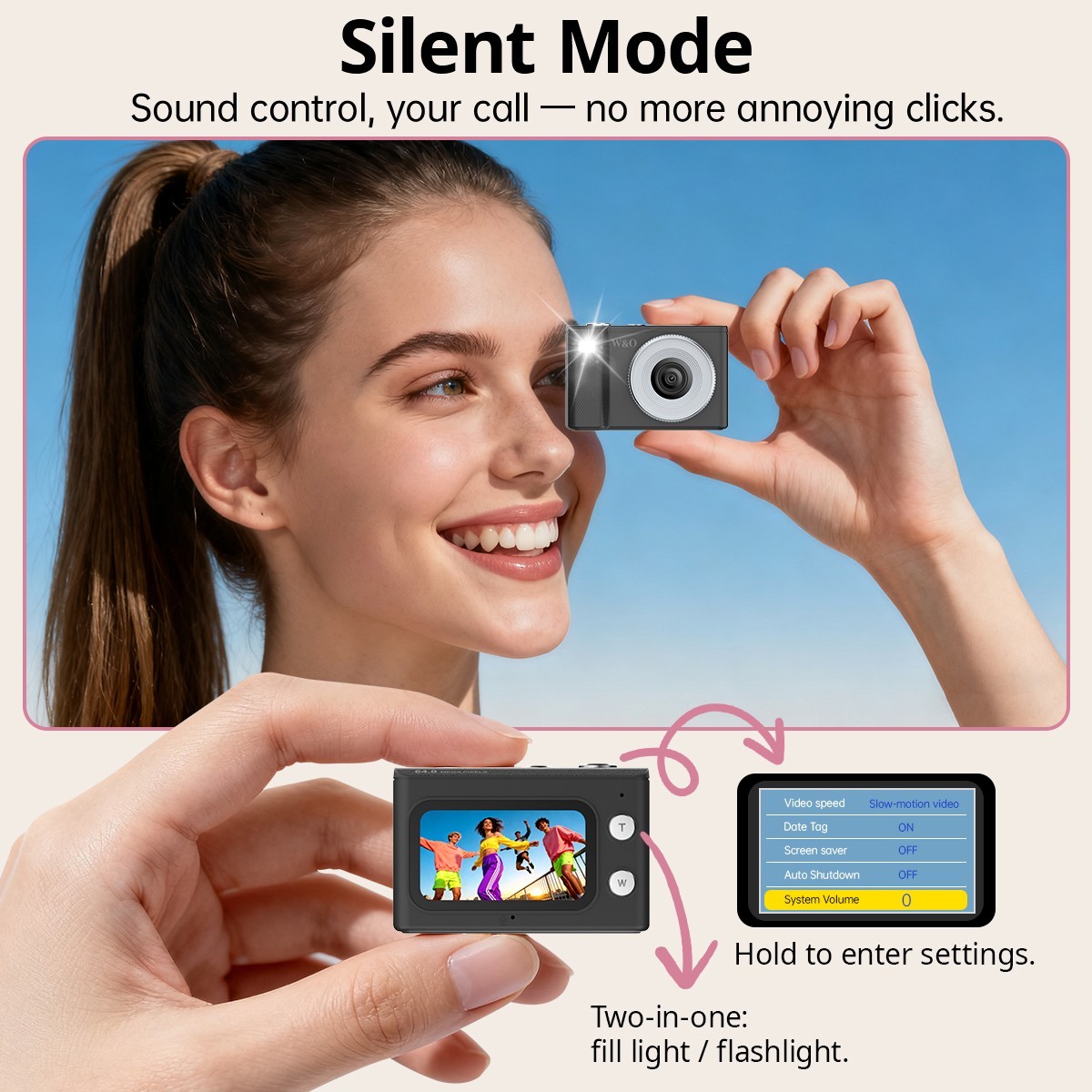 W&O Digital Camera 1080P Video 1.45” LCD Screen Built in Flash and Filters