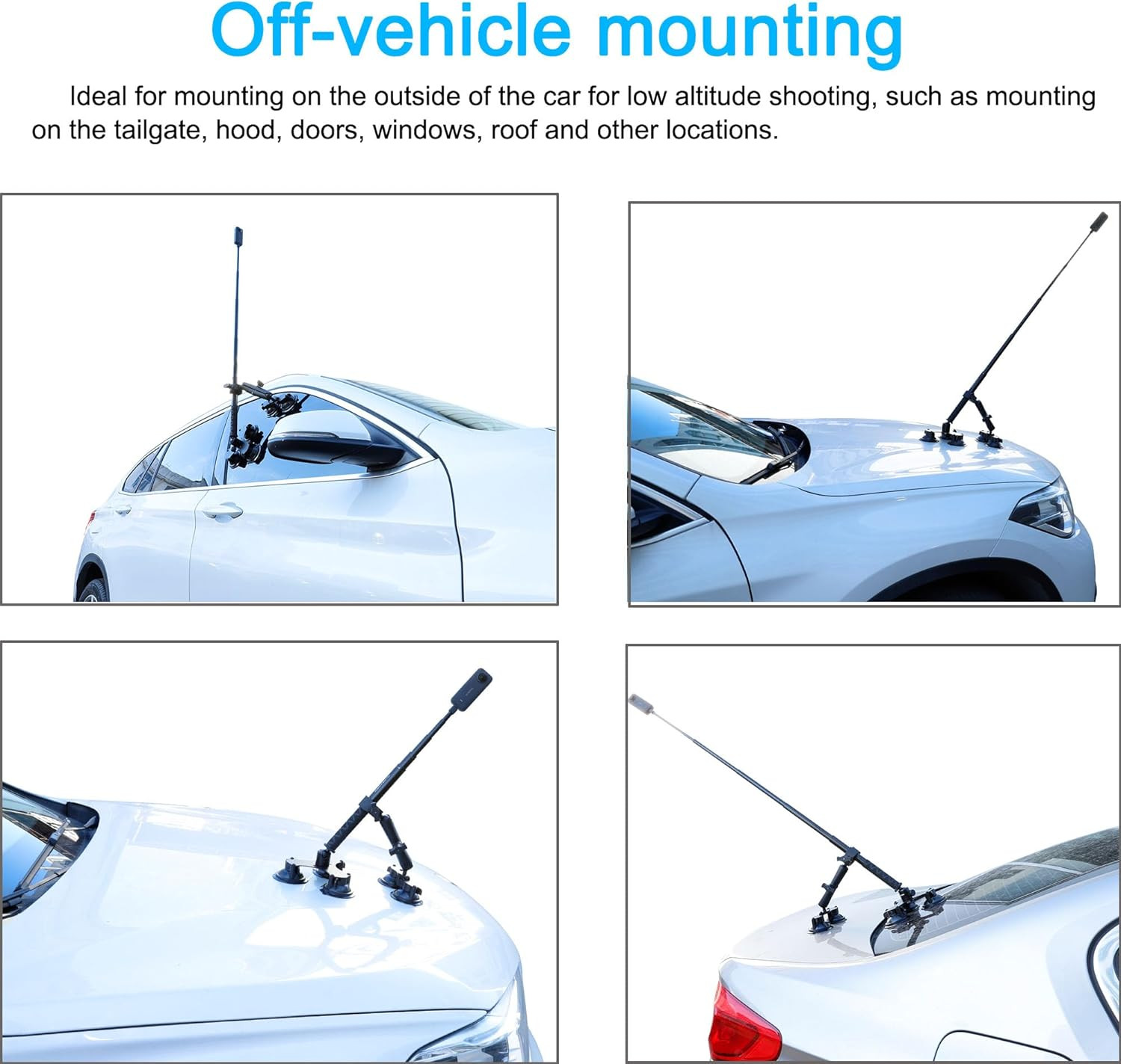 Suction Car Mount for Insta360 X5,X4, X3, X2, X,One RS,R Compatible with Gopro M