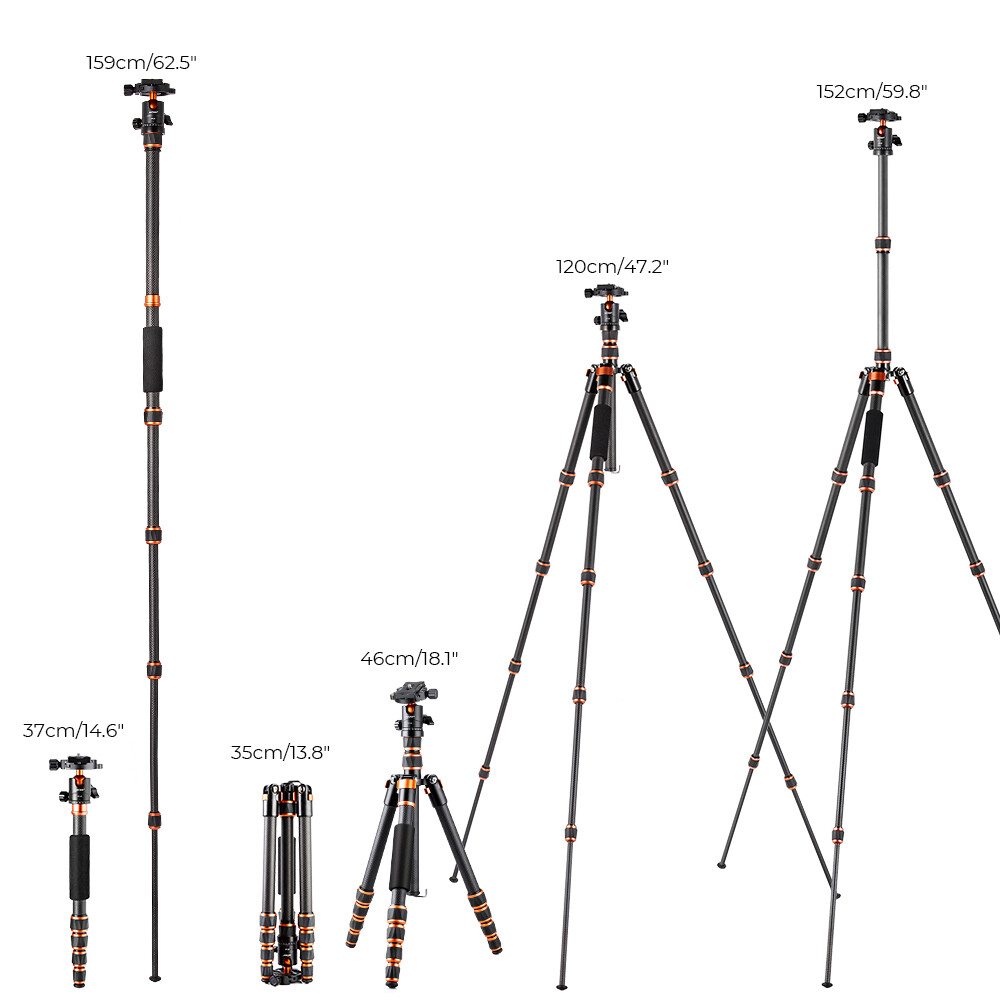 K&F Concept 19″-75″ Professional Aluminium DSLR Camera Tripod Monopod Ball Head