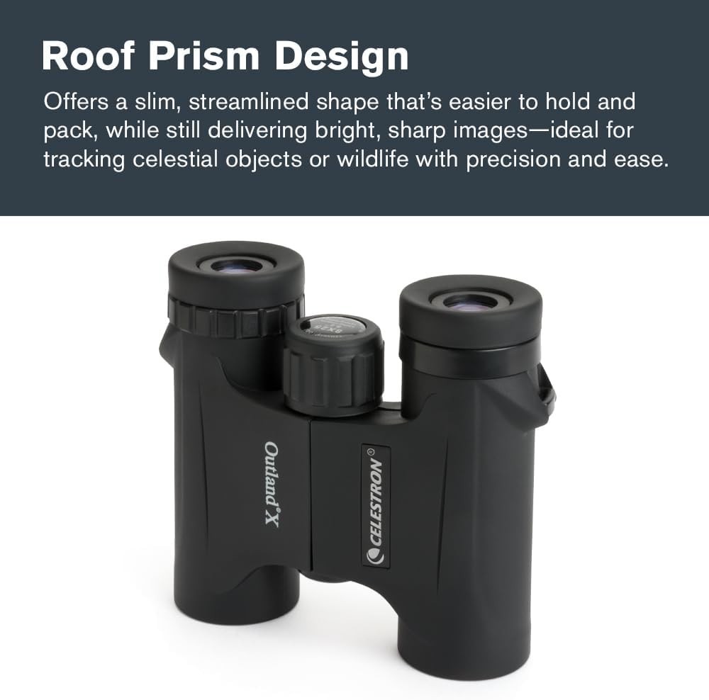 Celestron Outland X 8×25 Roof Prism Binoculars Black Waterproof 25mm Lenses