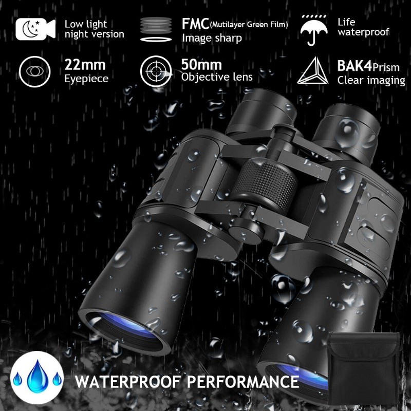 180×100 HD Military Zoom Powerful Binoculars Day/Low Night Optics Hunting & Case