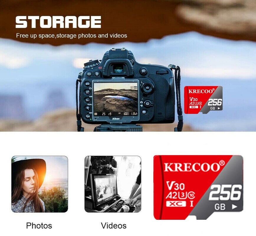 Ultra Memory SD Card 256GB UHS-I Class 10 4K Card with Adapter Speed 325Mb/s Lot
