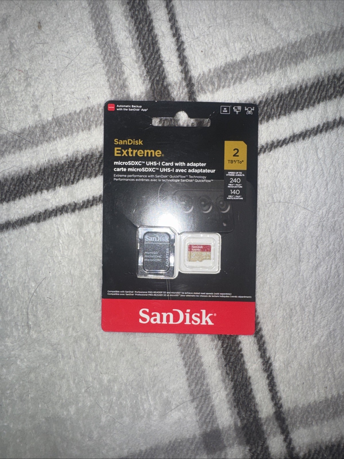 SanDisk Extreme 2TB UHS-I U3 microSDXC 240MBs Memory Card with SD Adapter