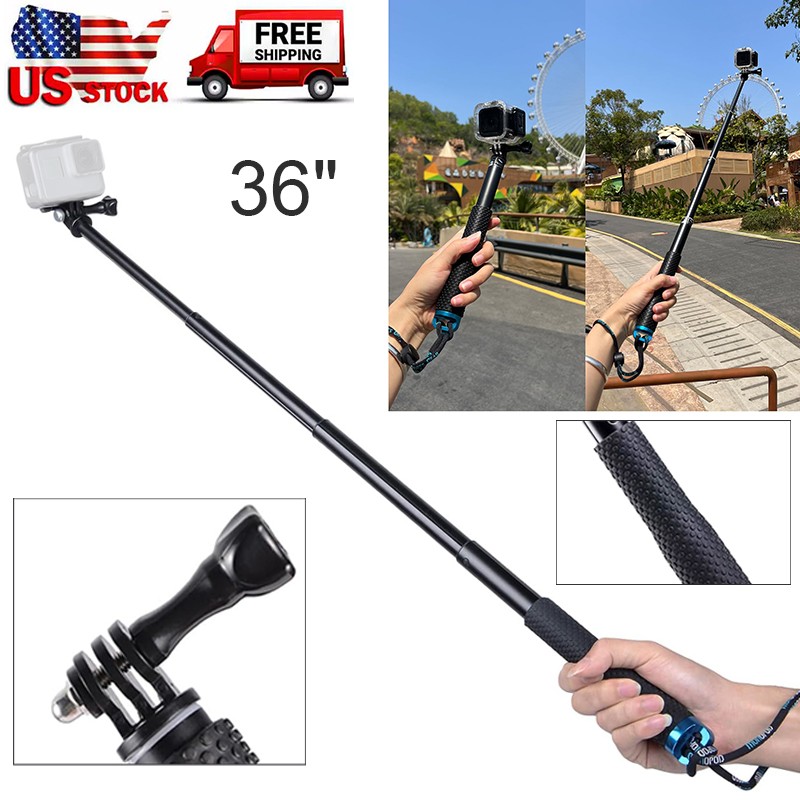 36″ Extension Selfie Stick Extendable Pole Hand Grip for GoPro Max Hero 13 12 11