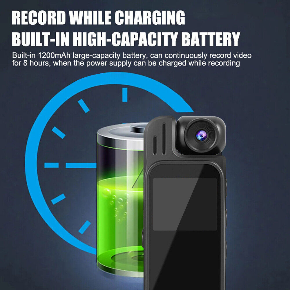 20 Hour 1080P Camcorder Mini Police Body Camera HD 180° Video DVR IR Night Cam