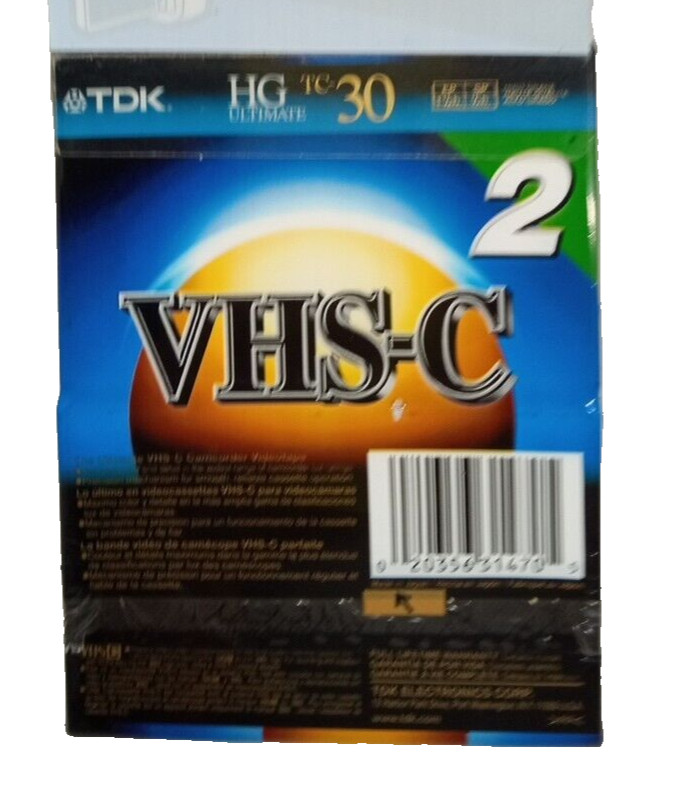 TDK 30 MINUTE VHS-C HG ULTIMATE CAMCORDER CASSETTE TAPES – SEALED – NEW Set of 2