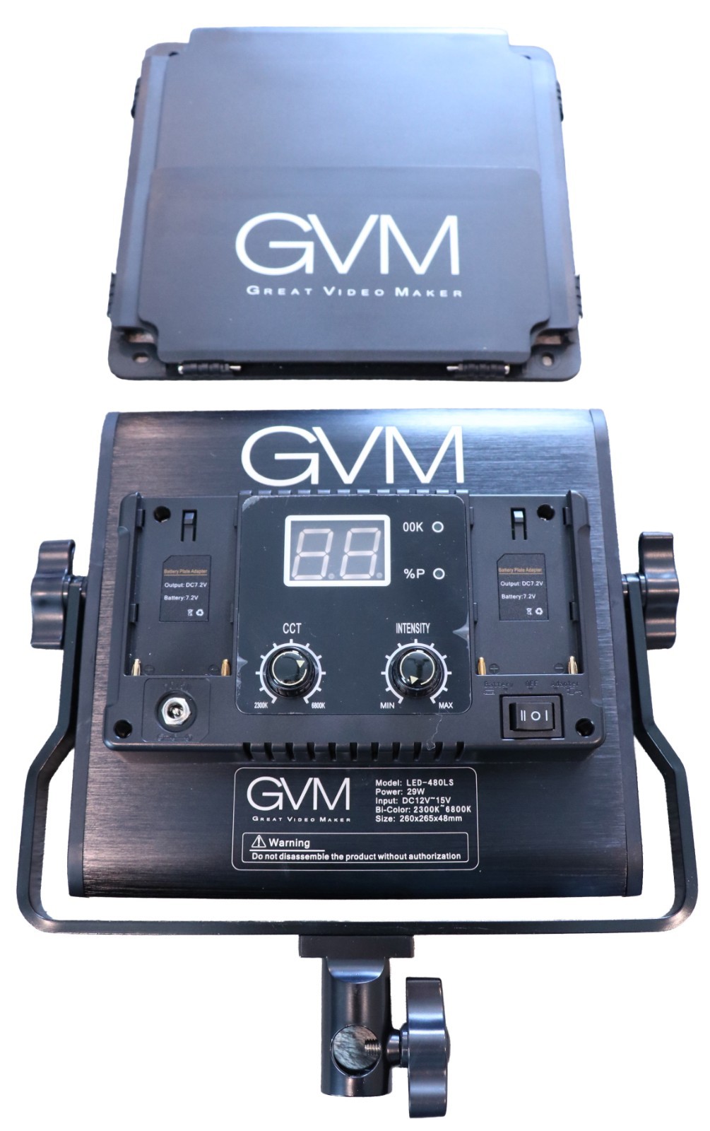 “GVM LED-480LS” Light Kit with Power Cord & GVM Rechargeable Battery