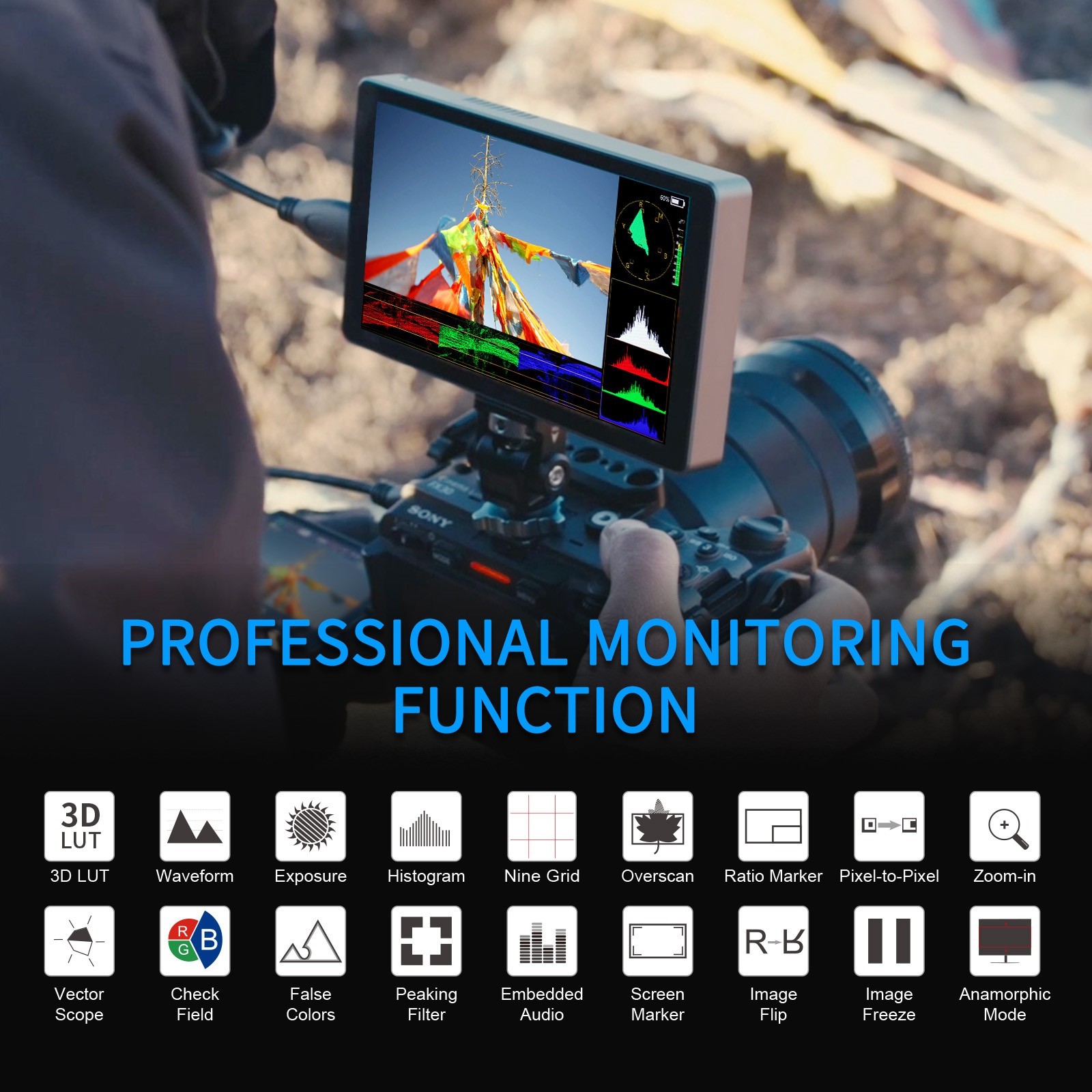 FEELWORLD P6XL 6 Inch Aluminium Built-in Battery DSLR Camera Field MonitorTouch