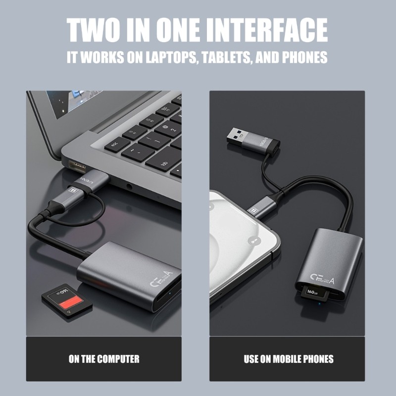 Portable CFE Card Reader For Type A CFA Cards Features Fast Speed Type C