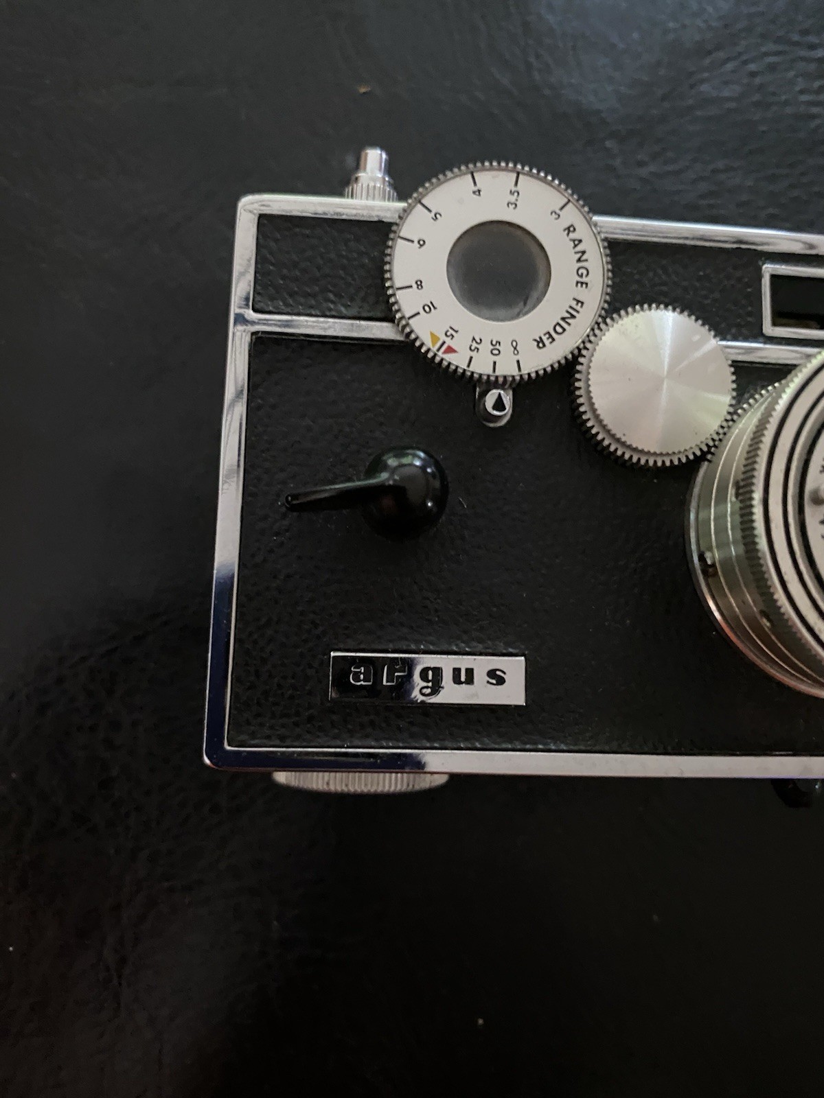Vintage Argus C-Four 35mm Camera With 50mm f/2.8 Cintar Lens And Leather Case