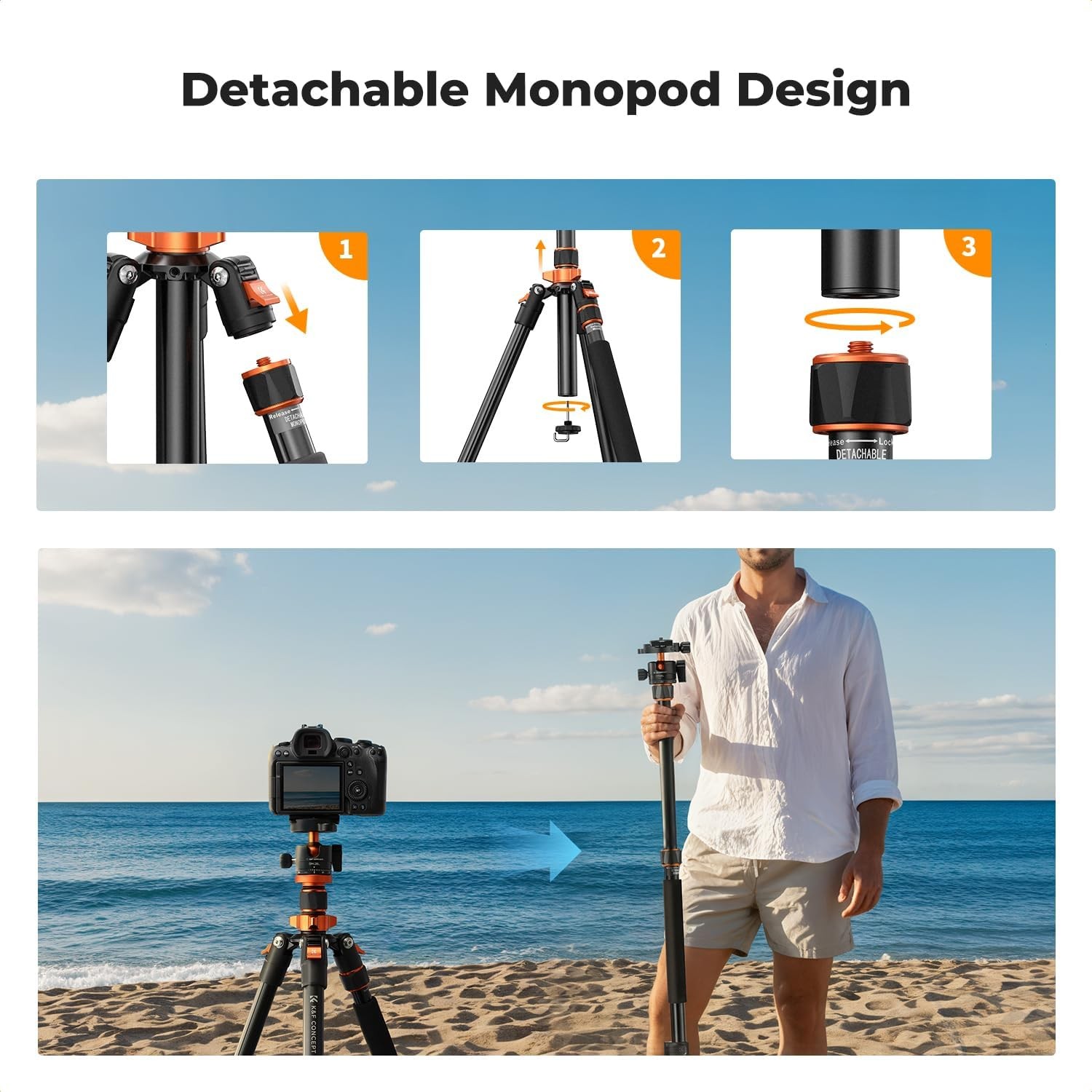 K&F Concept 78in Camera Tripod for DSLR Compact Aluminum W/ 360 Degree Ball Head