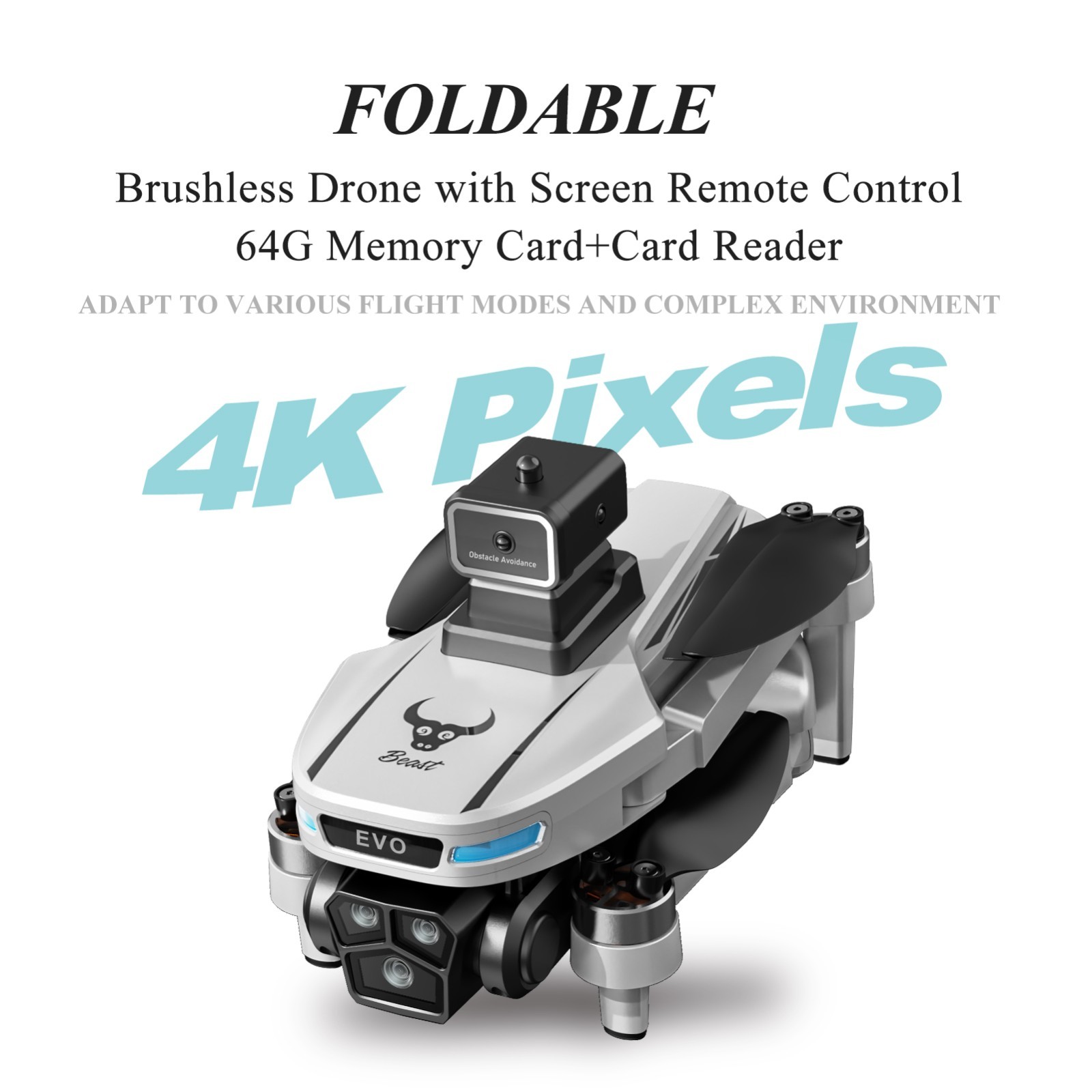 4K Camera Drone with RC Screen Foldable Brushless Quadcopter Obstacle Avoidance
