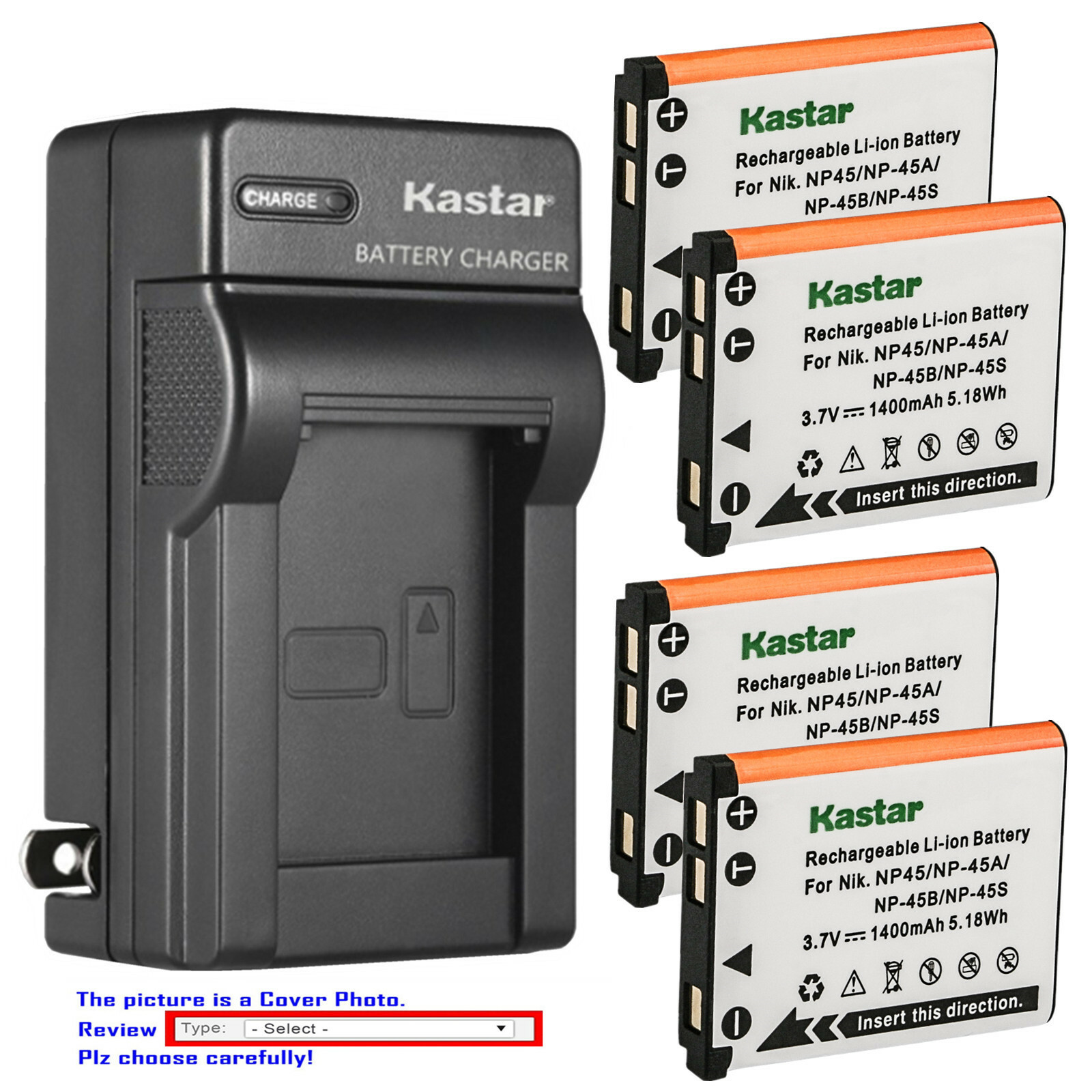 Kastar Battery AC Wall Charger for Fujifilm FinePix Z20fd Z30 Z31 Z33WP Z35 Z37