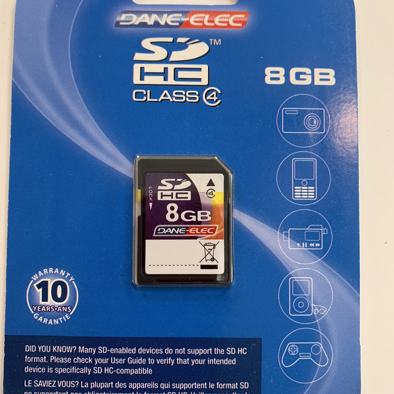 8 GB MicroSD Card HC Class 4 – New In Packaging 10 Year Warranty