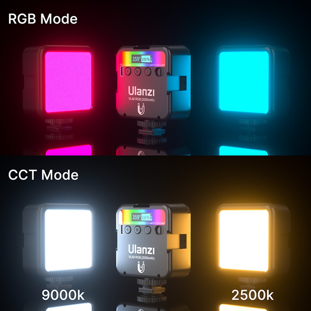 Ulanzi VL49 RGB Video Light Mini LED Camera Light 2000mAh Rechargable Fill Light