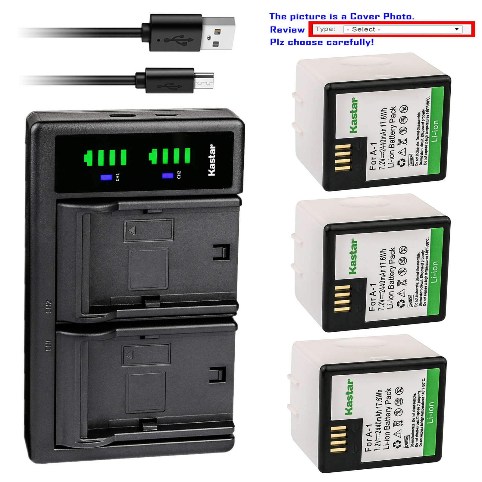 Kastar Battery LTD2 USB Charger for Arlo A1 & Arlo Pro Pro1 Pro 2 Secrity Camera