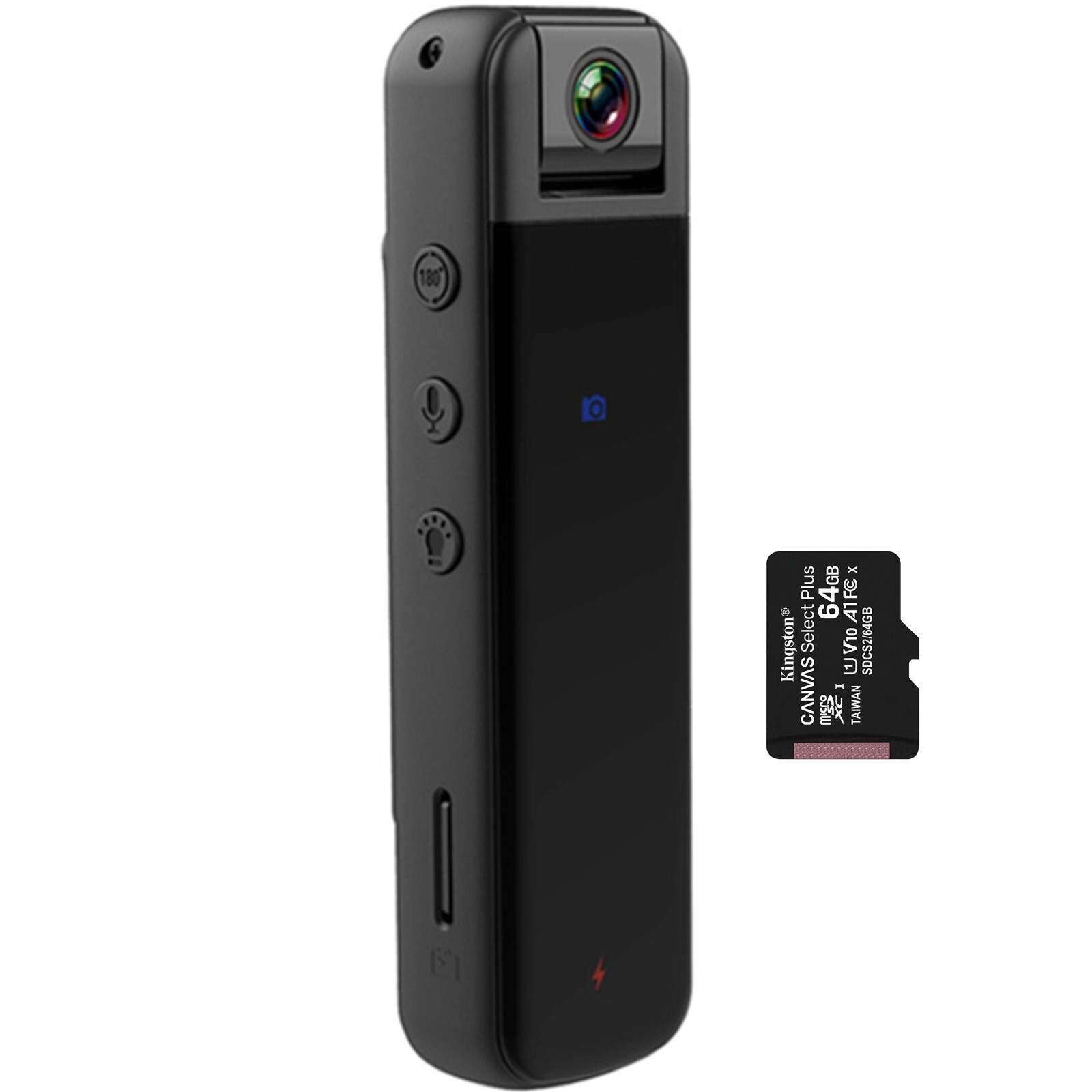 Mini Body Worn Camera 64GB Personal Security Safety Body Cam 1080p HD Recording
