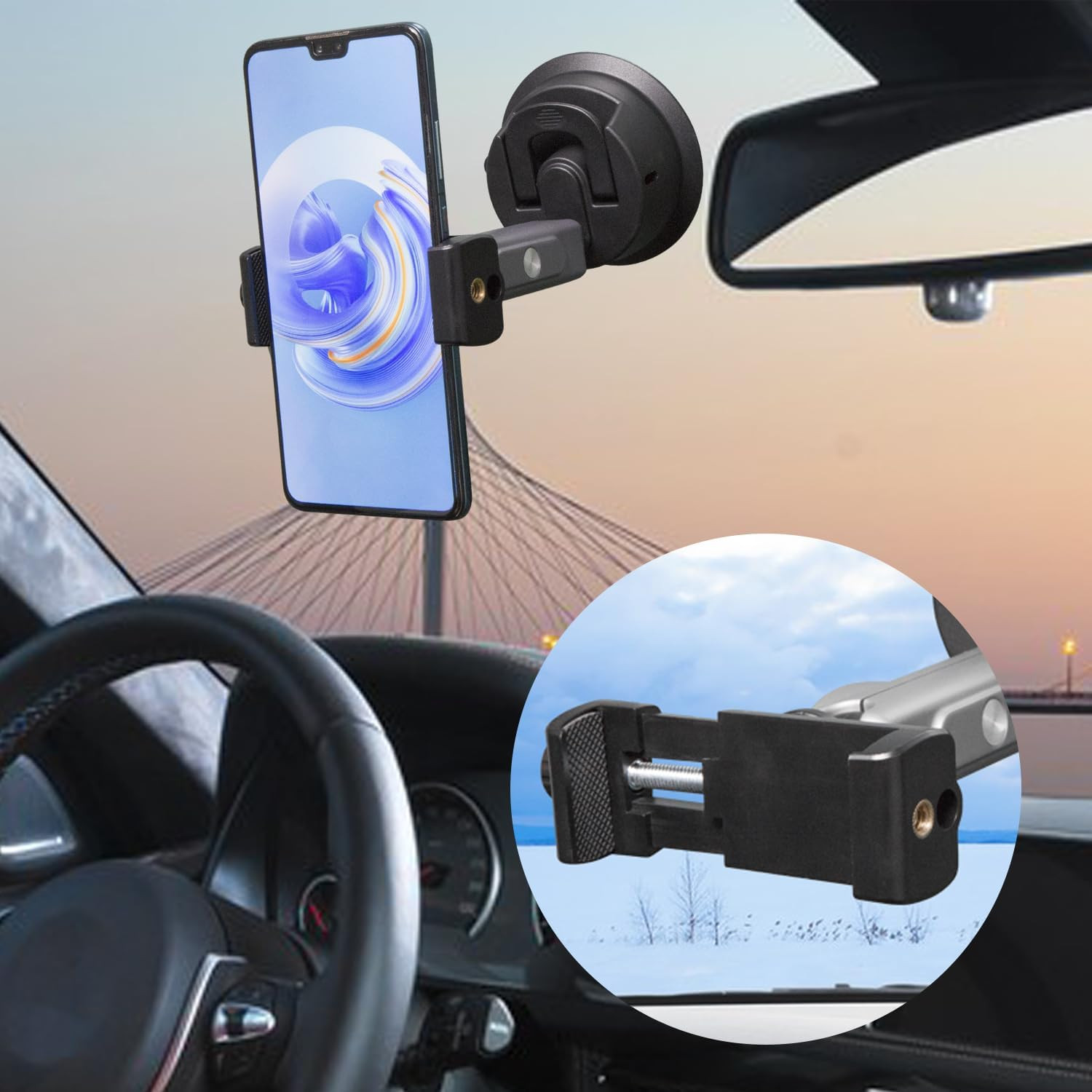 Suction Cup Mount, Car Camera Mount for Phone, Gopro, Canon, Nikon, Sony, Digita