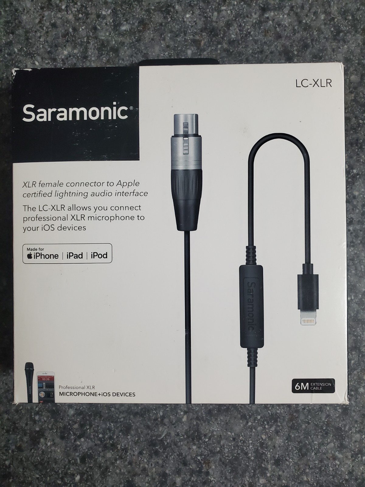 Saramonic XLR Female to Apple Lightning Microphone Cable for iPhone & iPad NEW