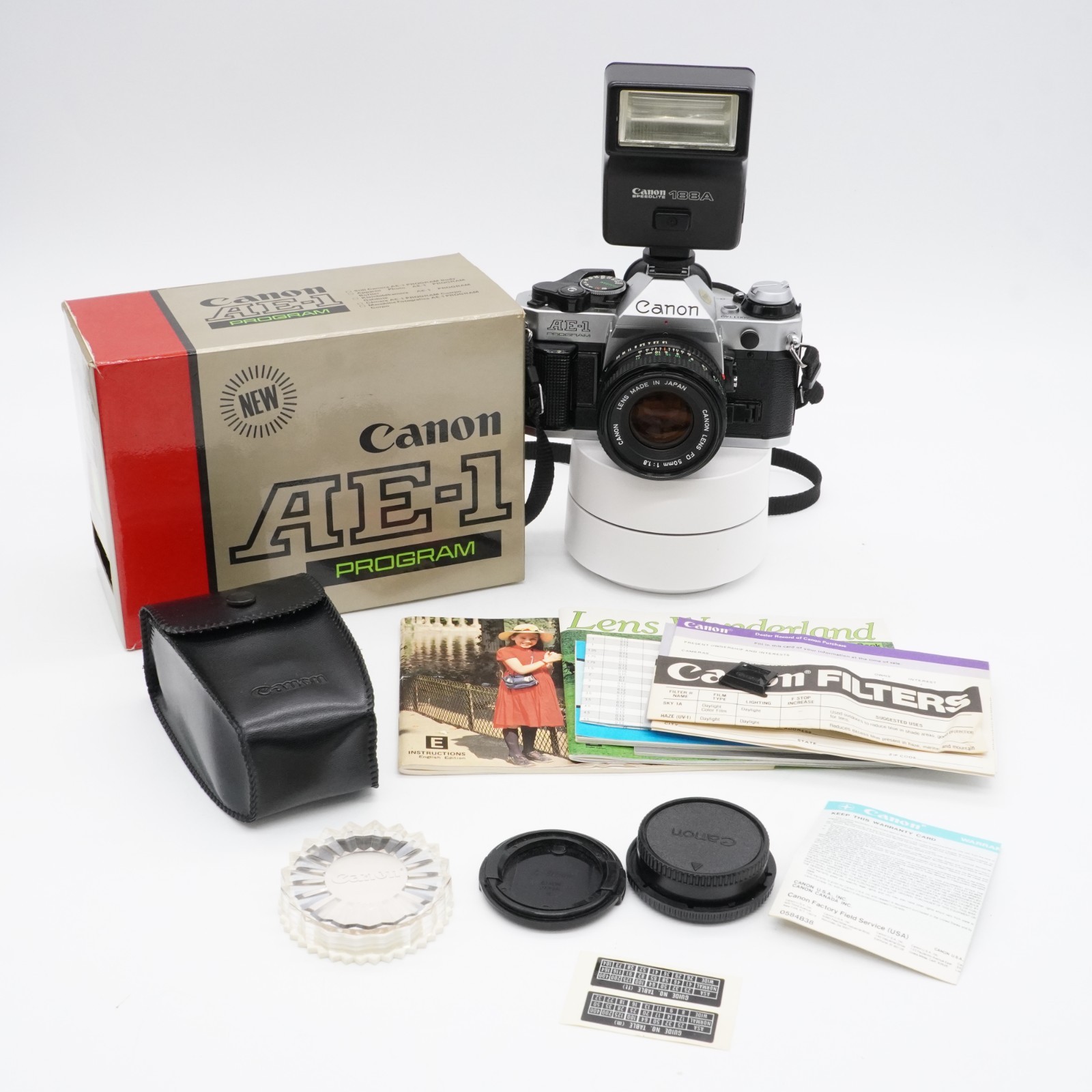 Canon AE-1 Program Camera 50mm f/1.8 Lens w/ Original Box Tested Works
