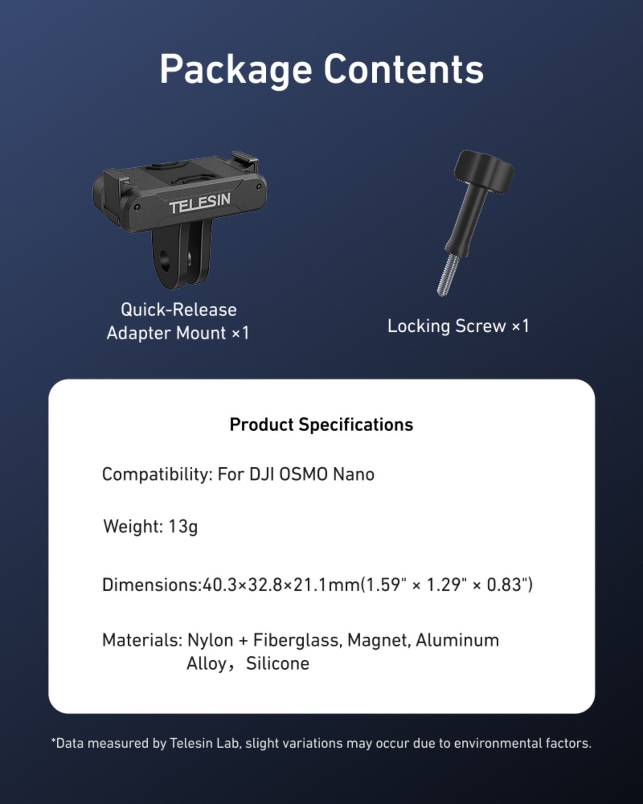 Magnetic Quick-Release Adapter Mount for DJI Osmo Nano
