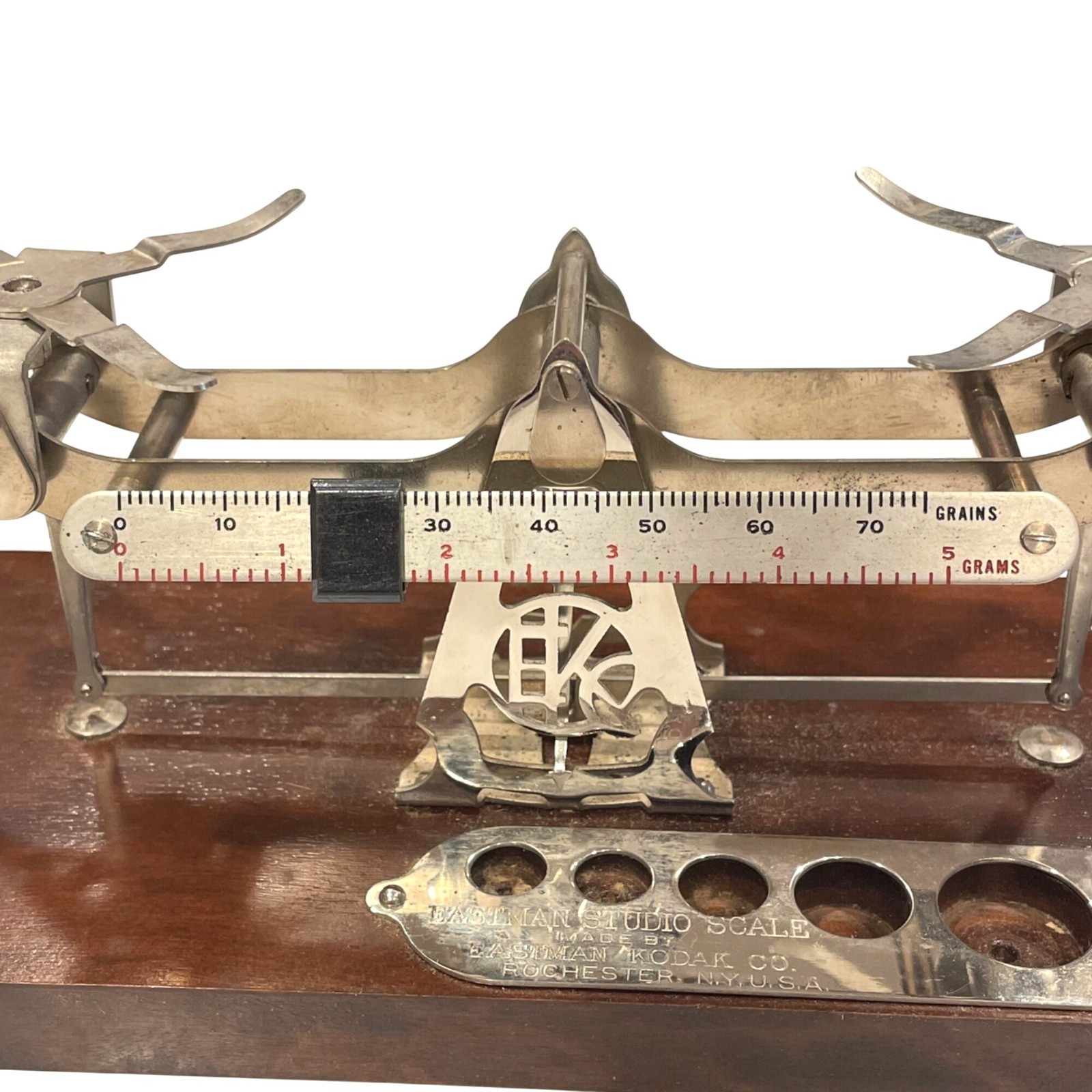 Vintage Eastman Kodak Studio Scale Metal Weights Wood Base Photography Balance