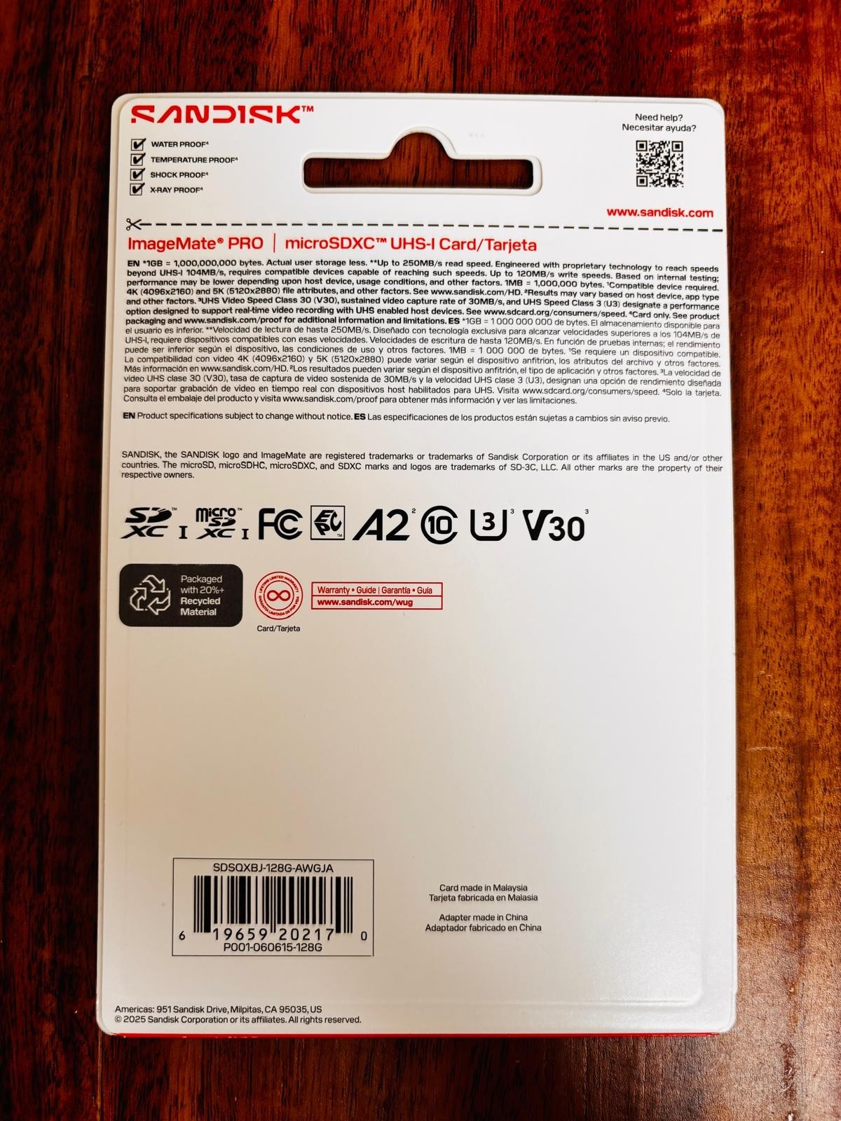 SanDisk ImageMate Pro 128 GB Micro SDXC Card UHS-I + Adapter 250 MB/S Speed