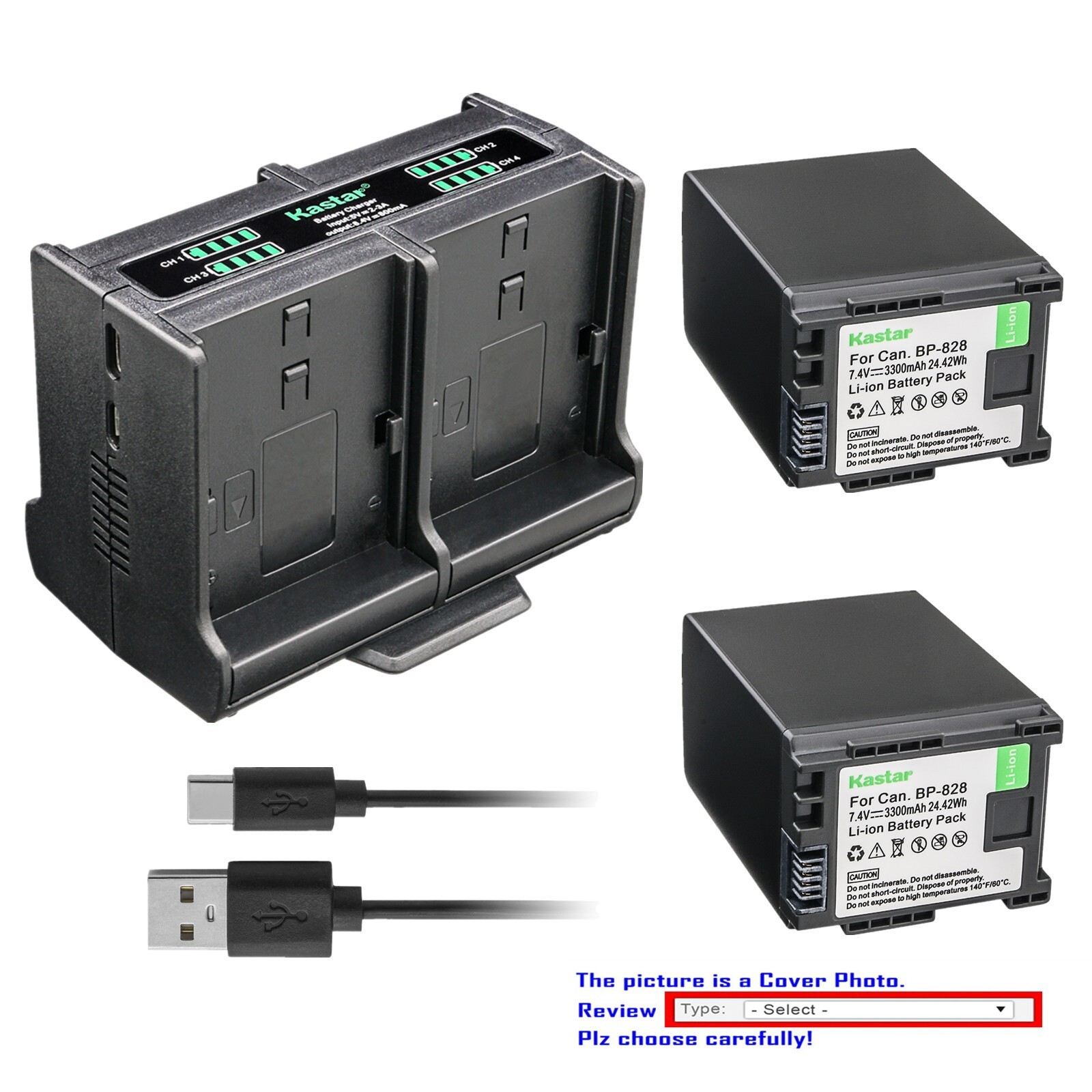 Kastar Battery Quadruple Charger for Canon XA25, XA30, XA35, XA40, XA45, XA50
