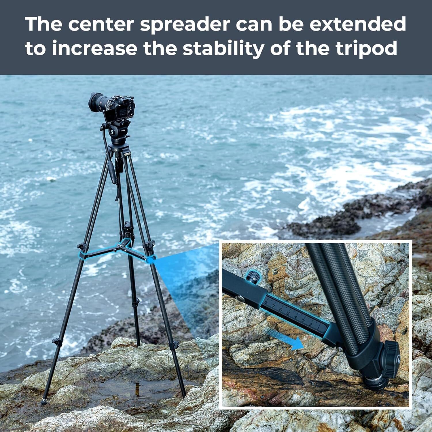 SmallRig 64” Lightweight Video Carbon Fiber Tripod Kit AD-50 4684