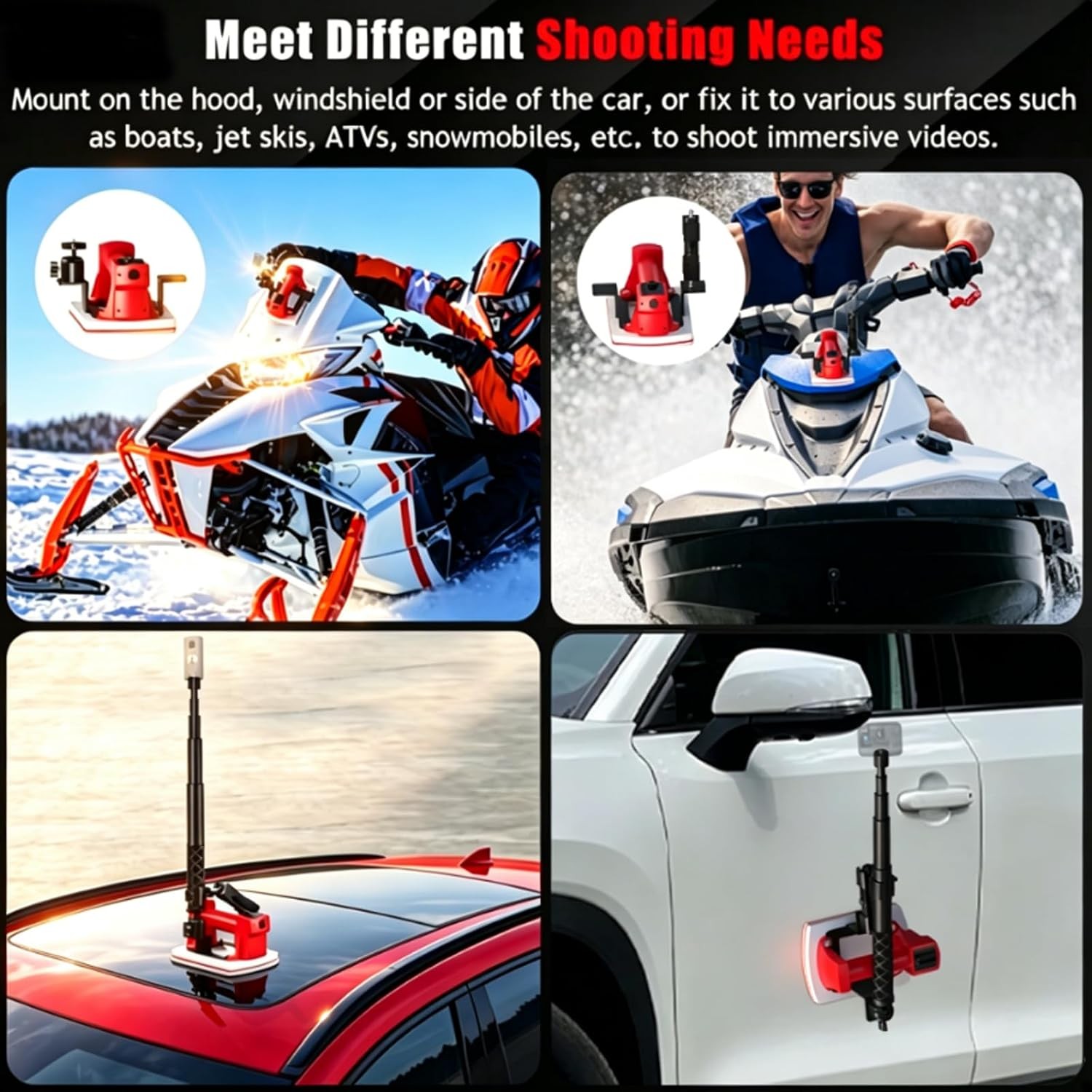 Electric Suction Cup Car Mount for Insta360 x5,x4, x3, x2, x,One RS,R, Automatic
