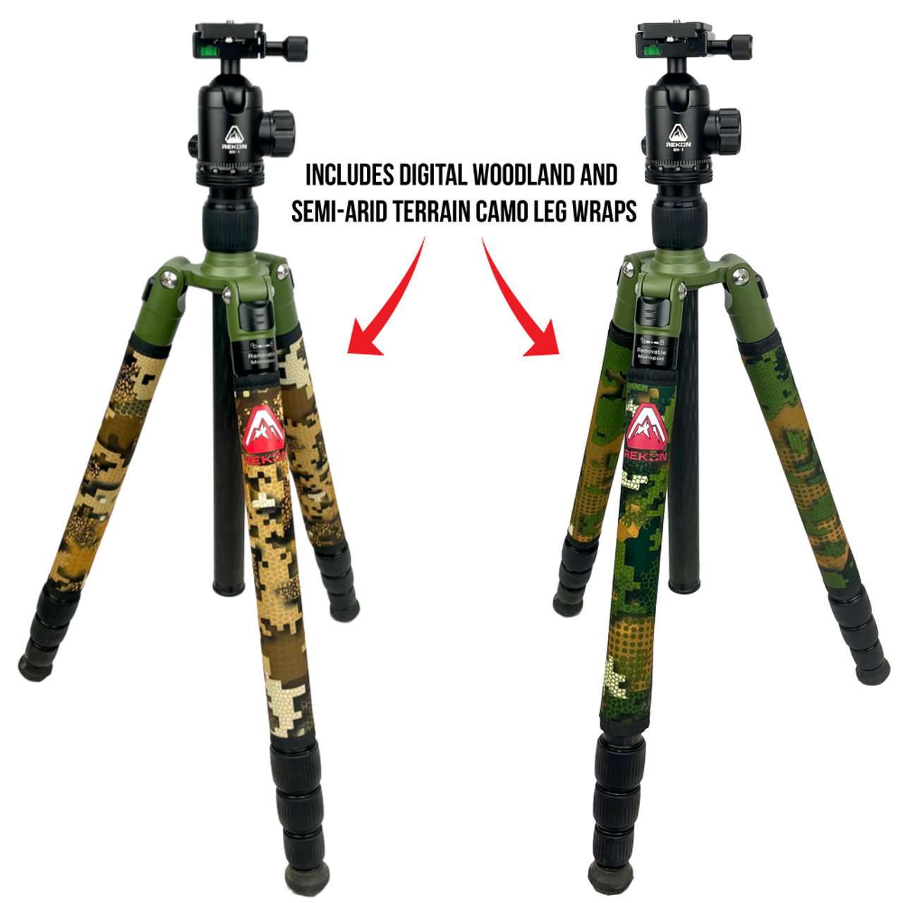 REKON CT-1 Carbon Fiber Tripod, BH1 Ballhead, RTA2 Picatinny to Arca-Swiss Mount