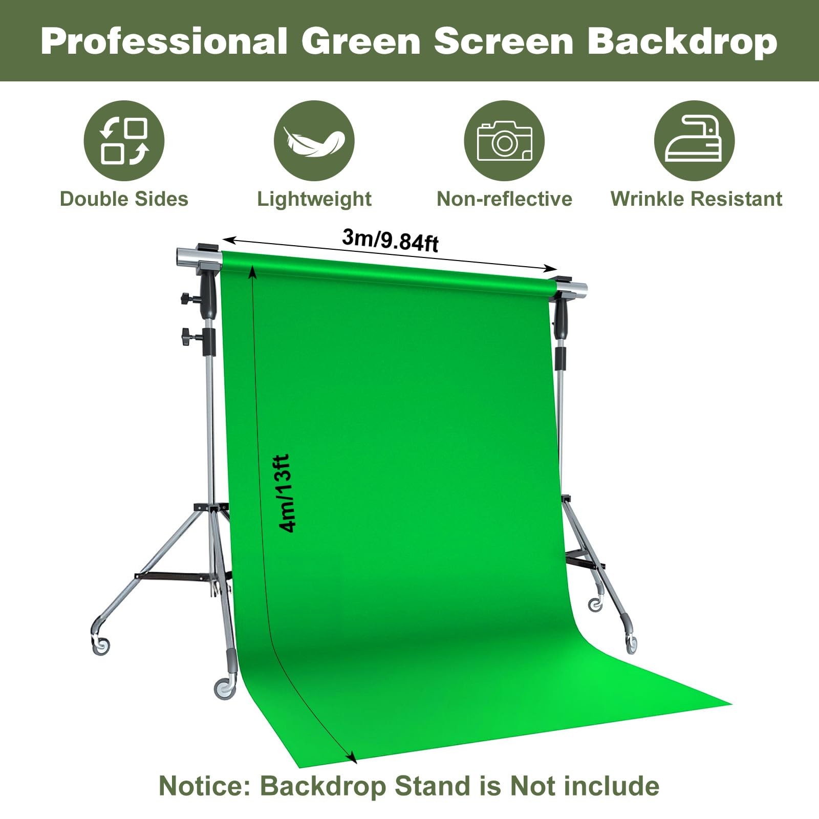 Chromakey Polyester Green Screen Backdrop for Photography Video 10×12 FT
