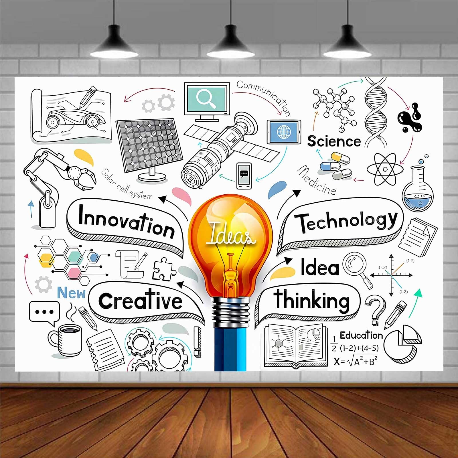 7×5 FT Light Bulb Ideas Backdrop Innovation Photography Background Prop