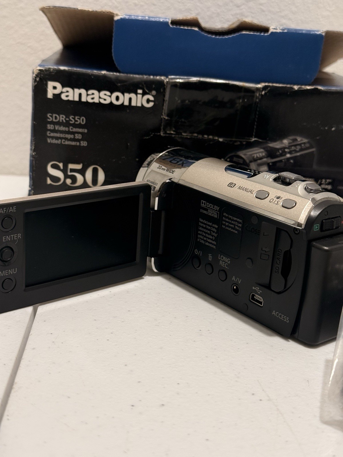 Panasonic SDR-S50 Camcorder O.I.S 78x Optical Zoom 33mm Wide TESTED