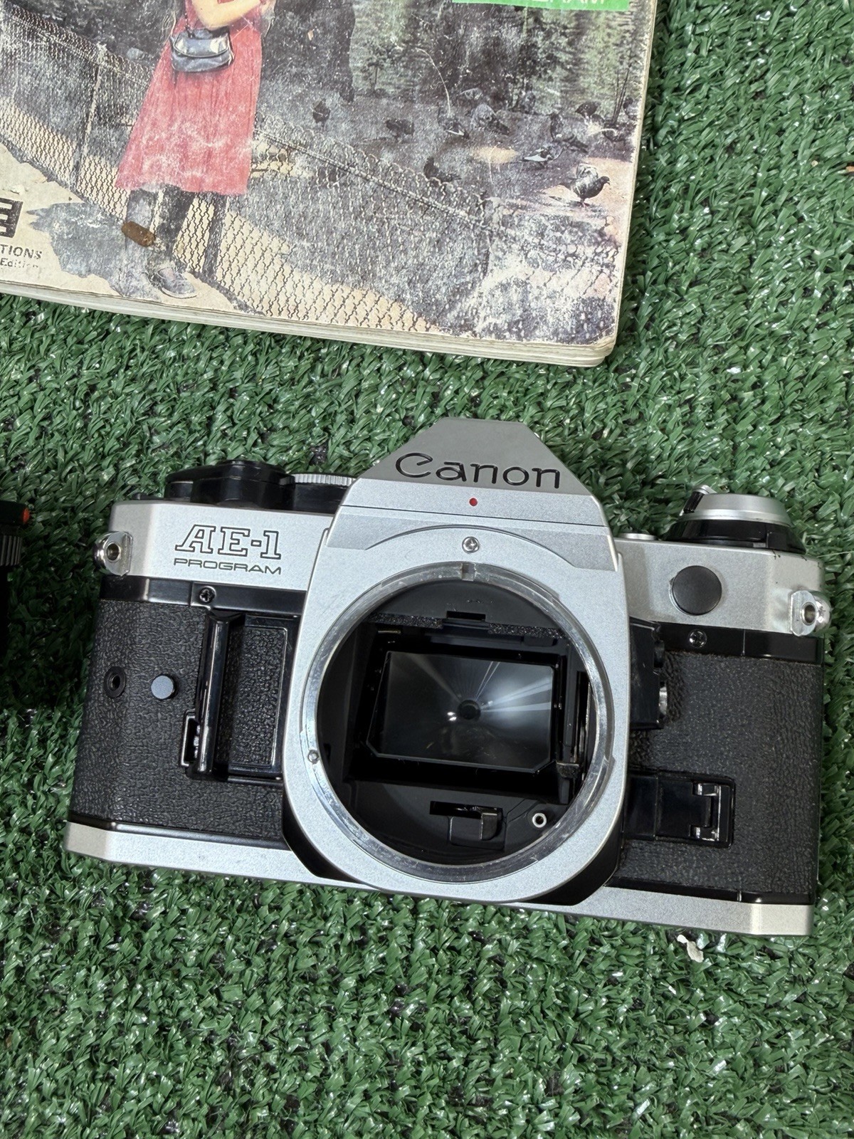 Vintage Canon AE-1 Program 35mm FILM Camera with 50mm f/1.8 FD Original Manual