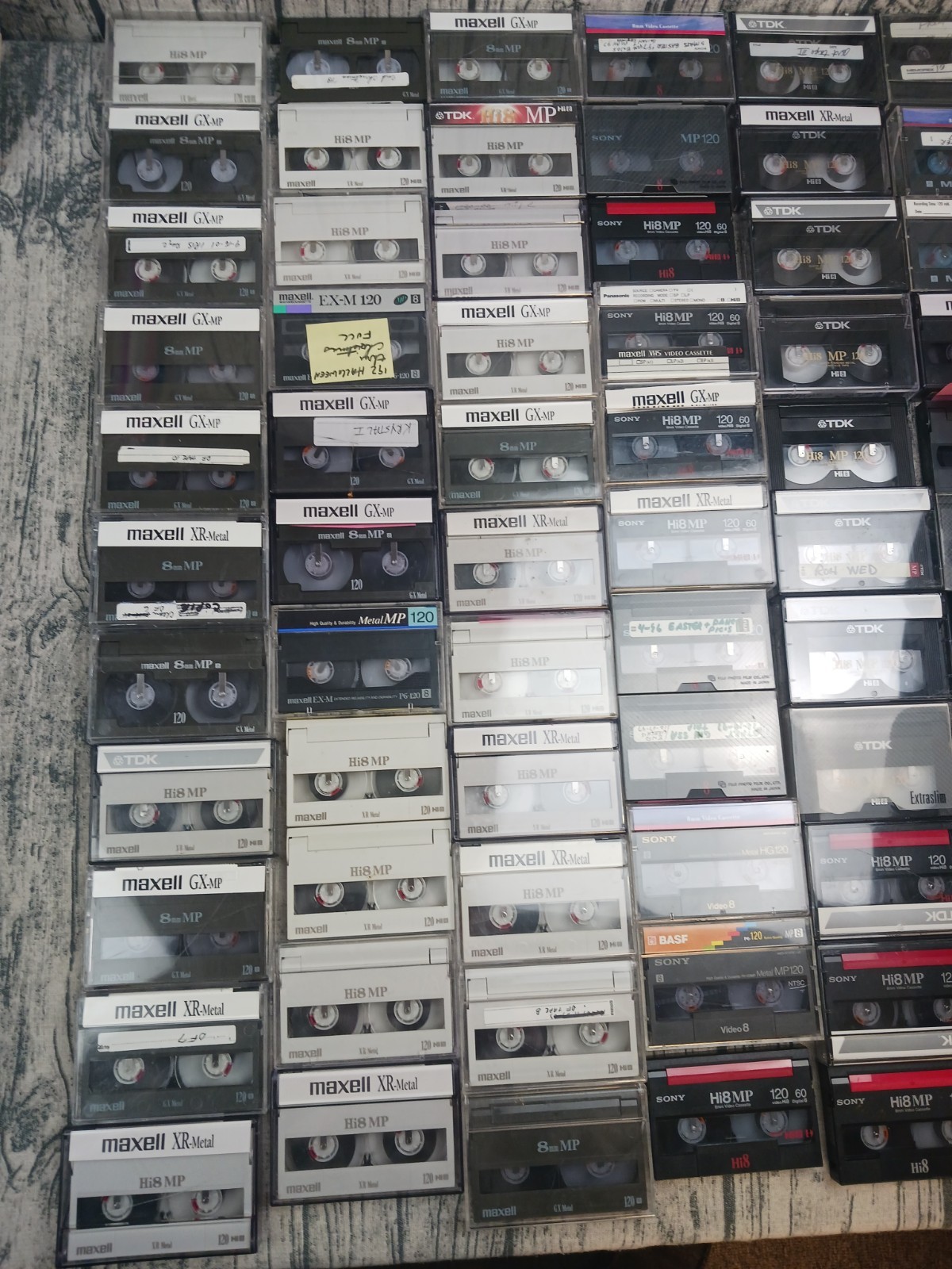 Hi8 8mm 120s Lot Of (72) Multiple Varieties – Maxell, Sony, TDK, BASF, Fuji, Mem