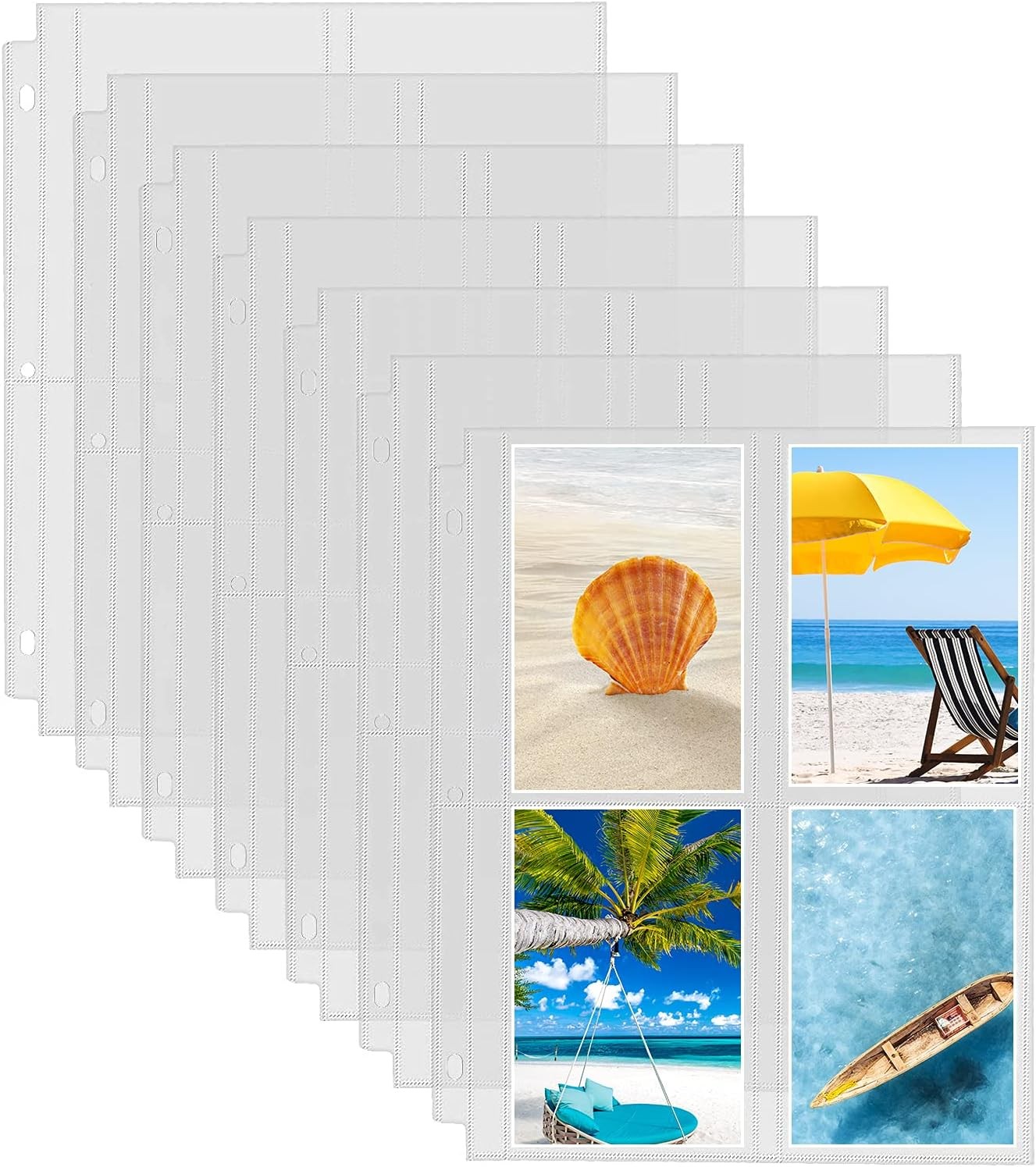 30 Pack Photo Sleeves for 3 Ring Binder – (4X6, for 180 Photos), Archival Page P