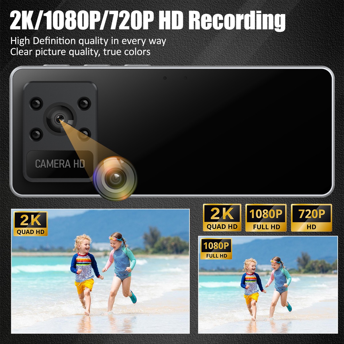 2K HD Badge Camera Body-Worn Work Recorder with Built-in Wi-Fi Hotspot 1400 Mah