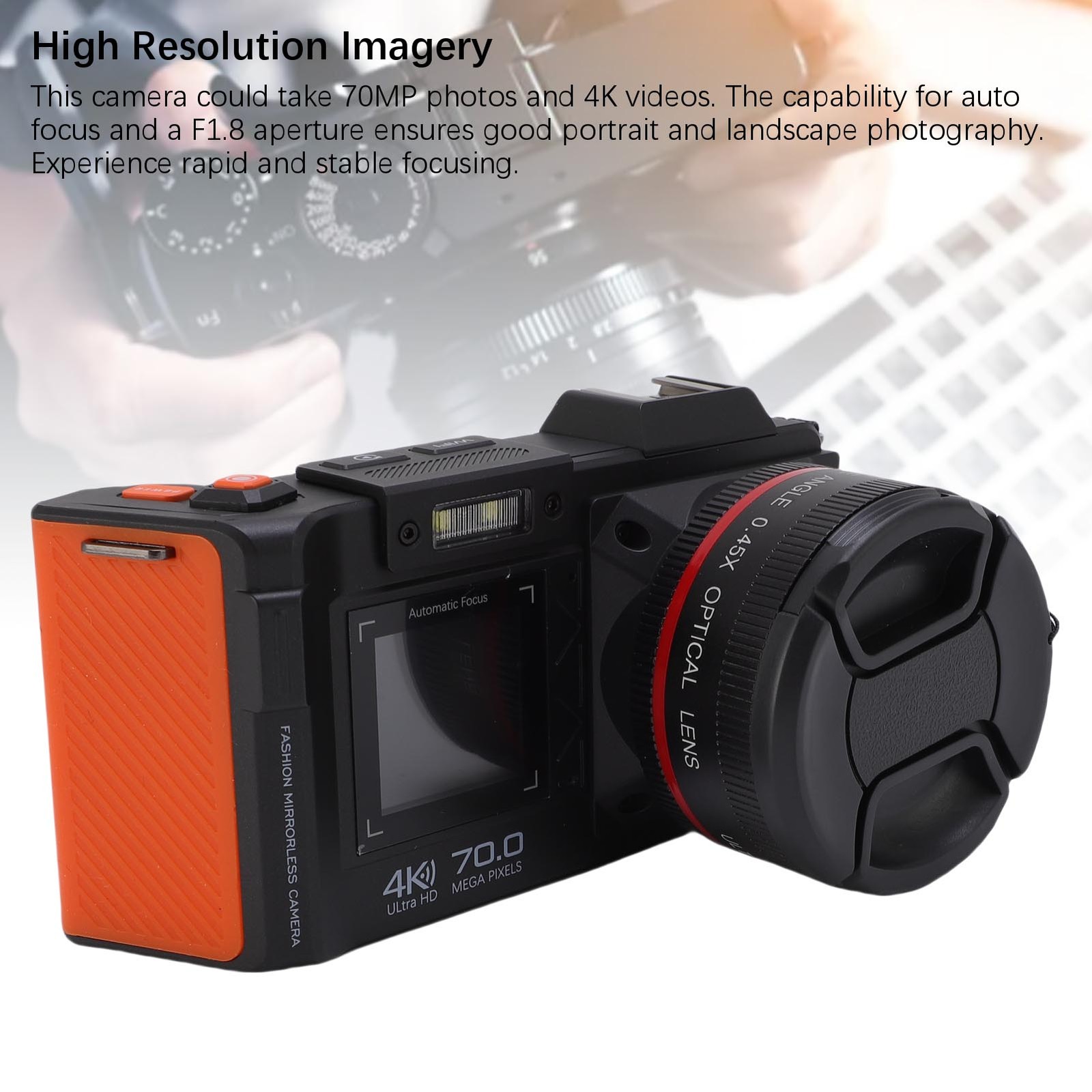 Digital Camera 4K 70MP 50X Zoom Auto Focus Wide Angle F1.8 DSLR Camera With OXZD