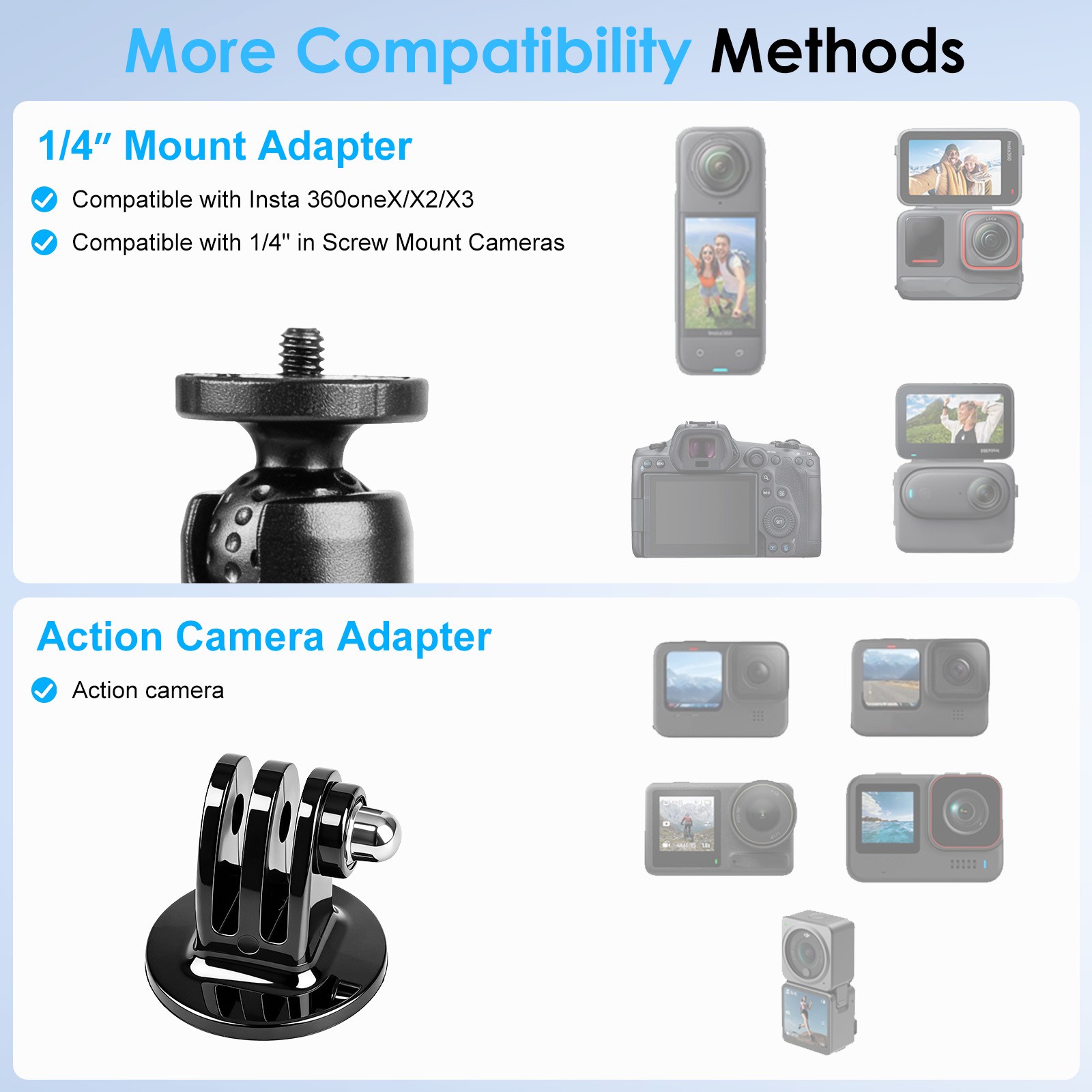 Bike Motorcycle Camera Mount Handlebar Clamp for GoPro Hero 13 12 Insta360 DJI