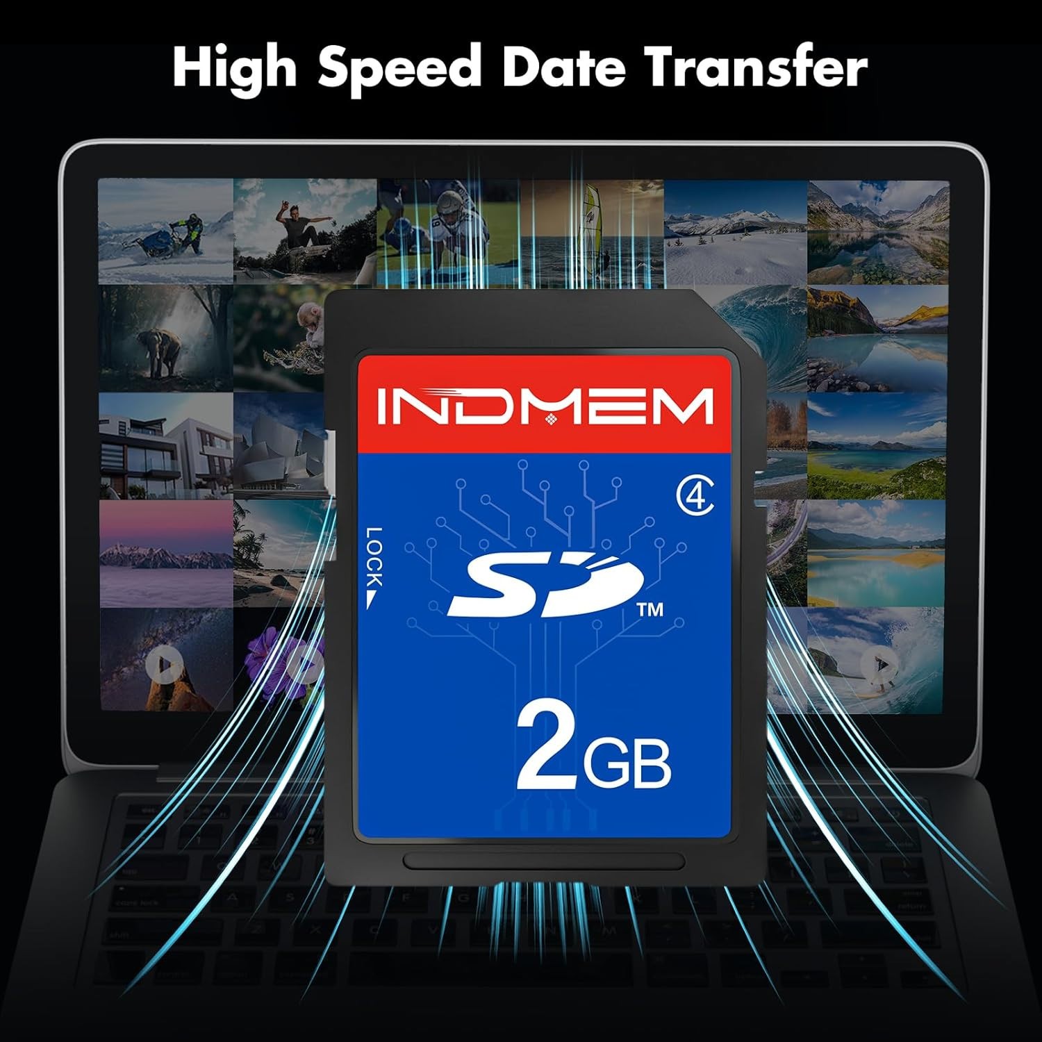 INDMEM Genuine 2 Pack SD Card 2GB Class 4 Flash Memory 2G SLC Stanard Secure 2PC